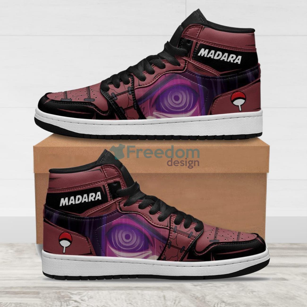 1300x1300 Madara Rinnegan Eye Sneakers Naruto Custom Anime Air Jordan Hightop Shoes