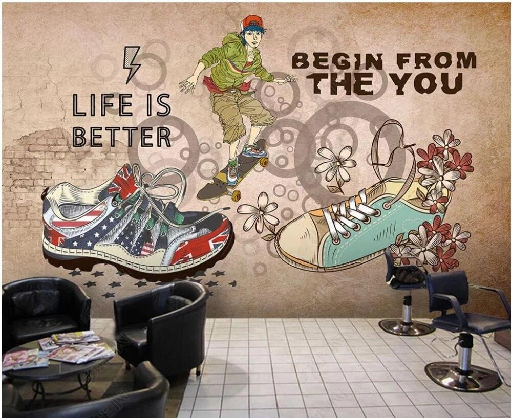 1000x817 Custom mural 3D photo wallpaper Trend shoes skateboard doodle home decor living room wallpaper for wall 3 d in rolls. Wallpaper