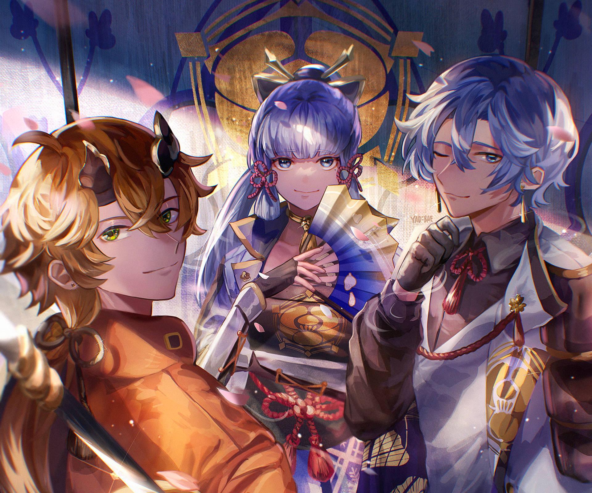 1920x1600 Download Kamisato Ayato With Ayaka And Thoma Wallpaper