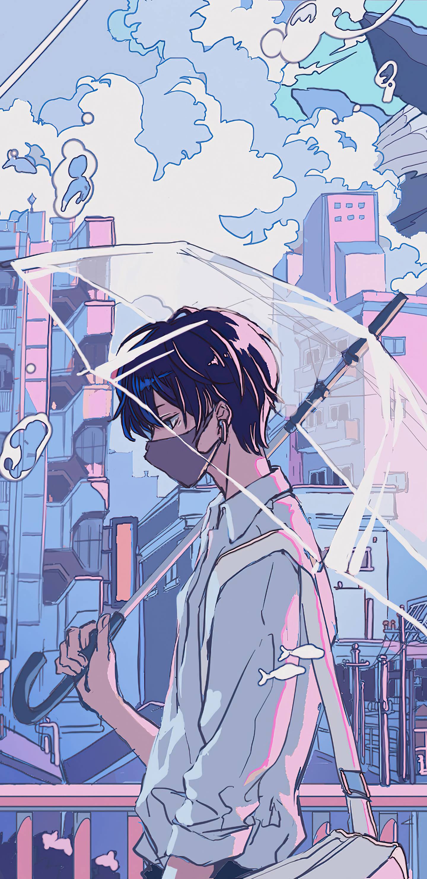 1440x2960 Anime Boy Umbrella Underwater Fantasy Samsung Galaxy Note S S SQHD HD 4k Wallpaper, Image, Background, Photo and Picture