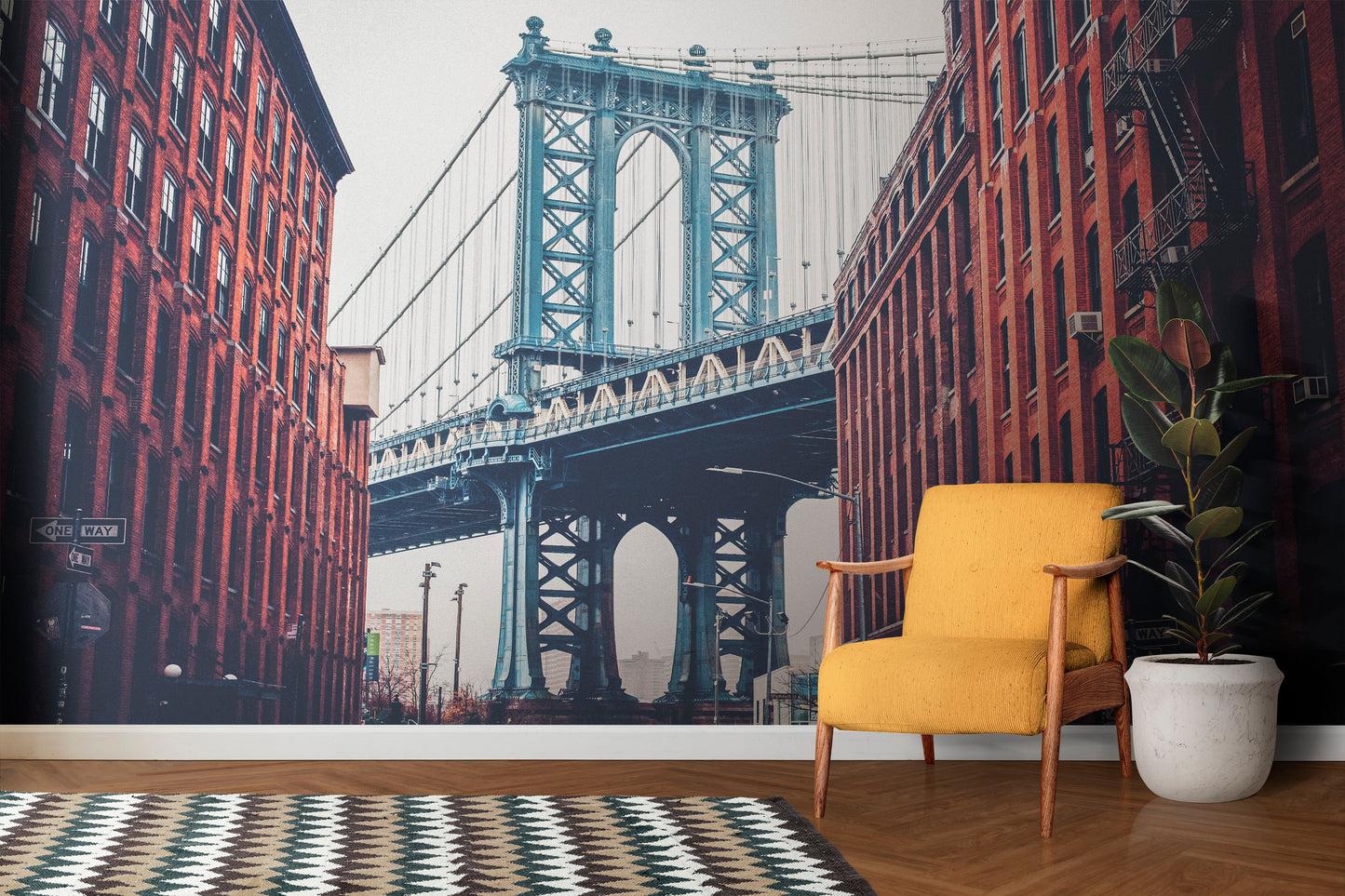 1445x963 New York City Wall Mural Peel and Stick Wallpaper. Vintage Dumbo NYC