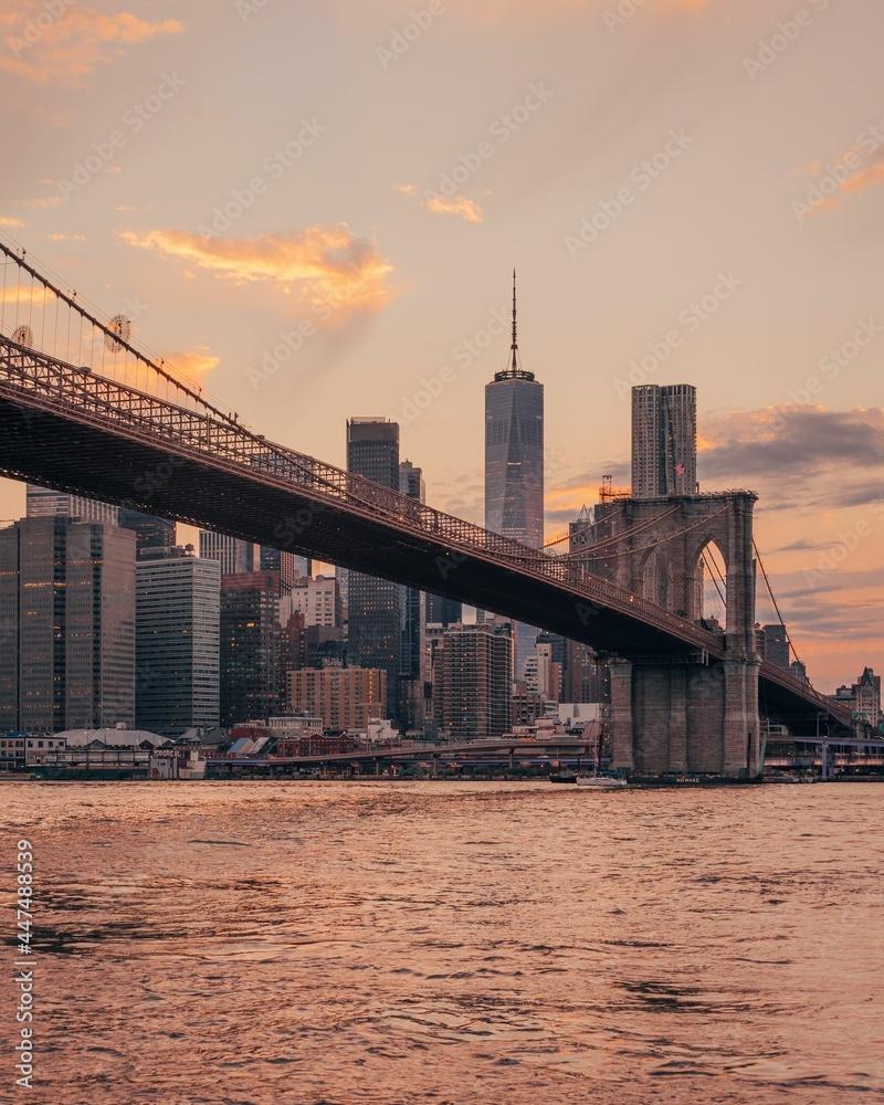 800x1000 Sunset over the East River and Brooklyn Bridge with Manhattan skyline, from Dumbo, Brooklyn, New York City