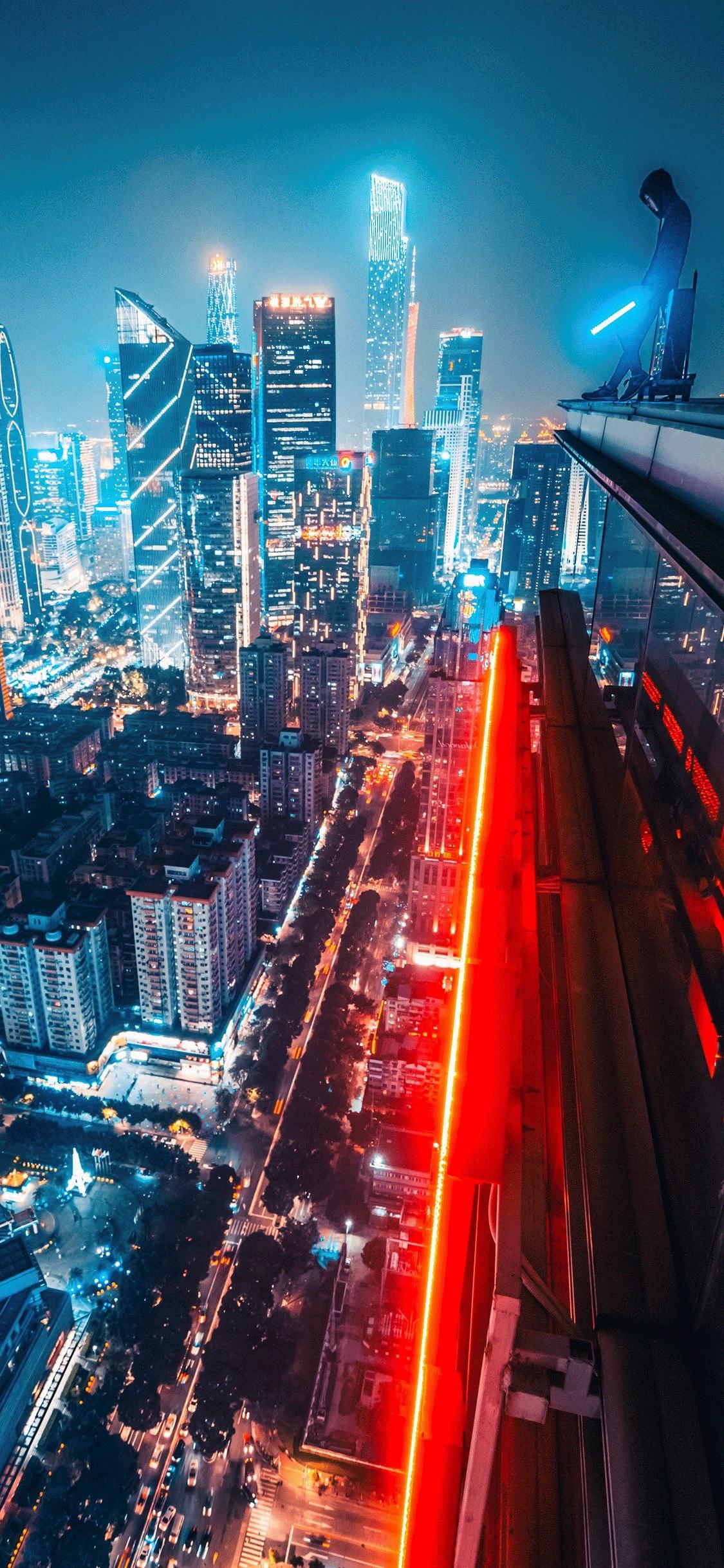 1125x2436 City Night Wallpaper