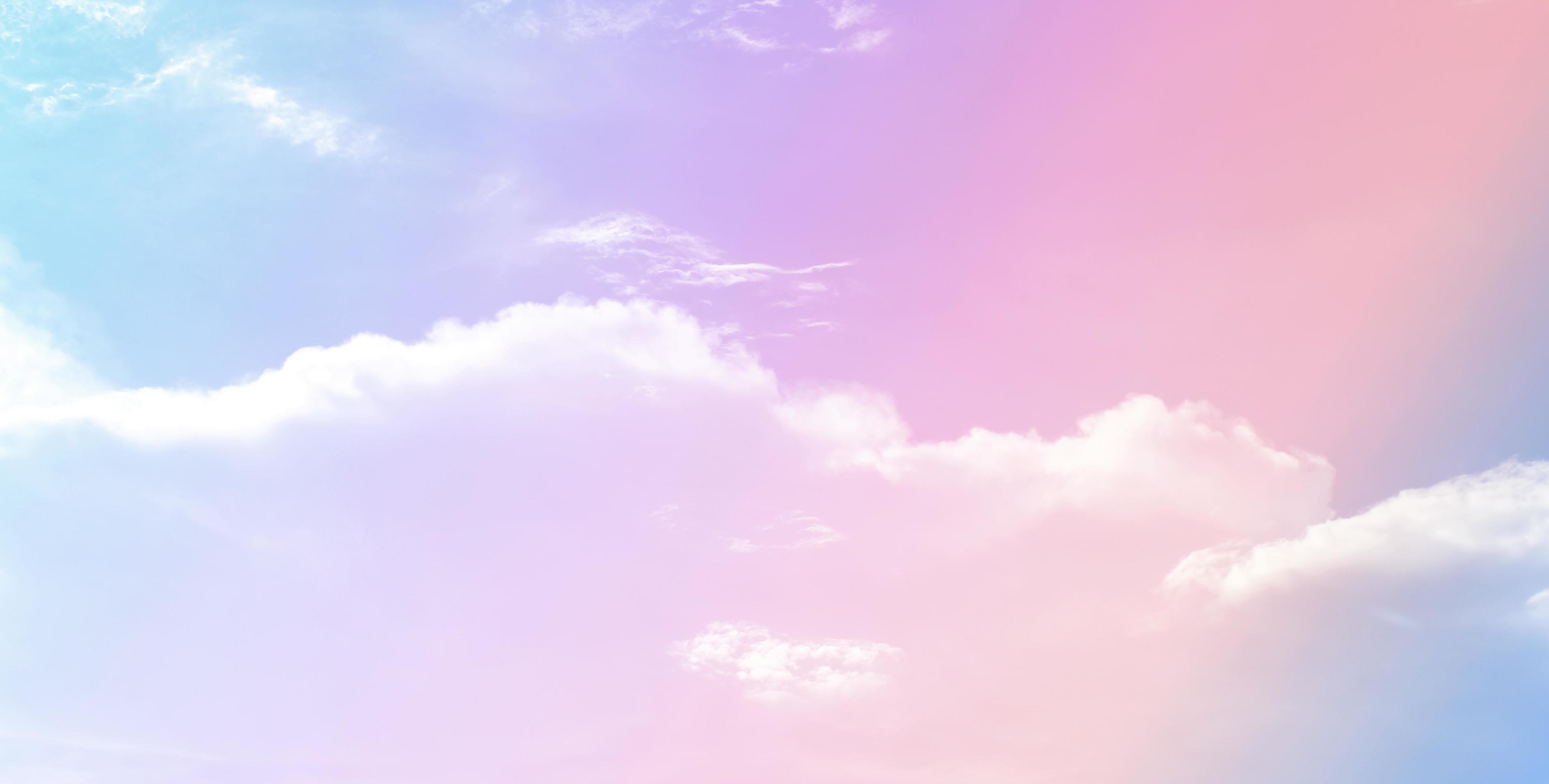 3869x1960 Pink pastel sky for background. Beautiful romantic dreamy clouds