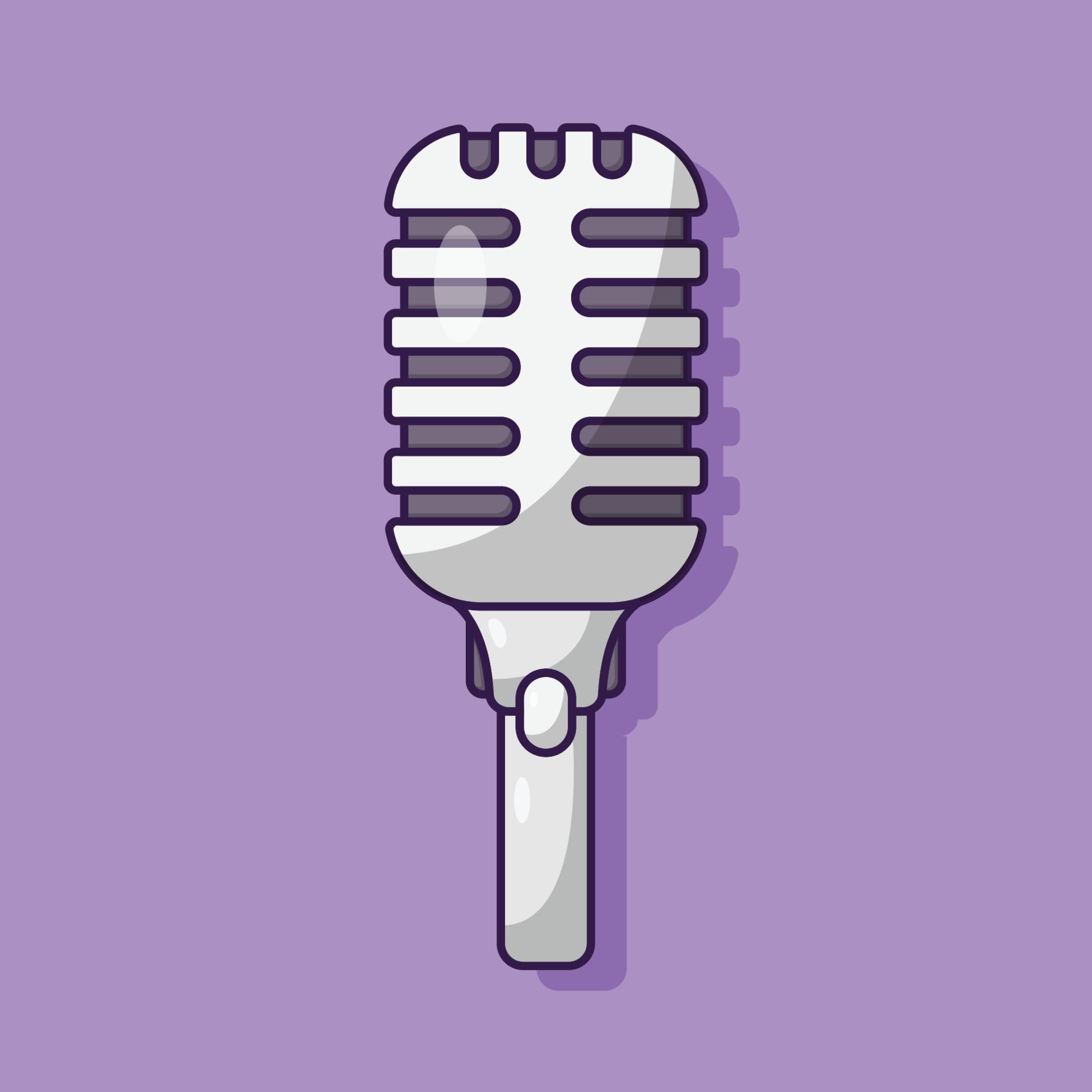 1920x1920 Retro Microphone Vector Icon Illustration. Classic Vintage Singing Mic Vector. Flat Cartoon Style Suitable for Web Landing Page, Banner, Flyer, Sticker, Wallpaper, Background