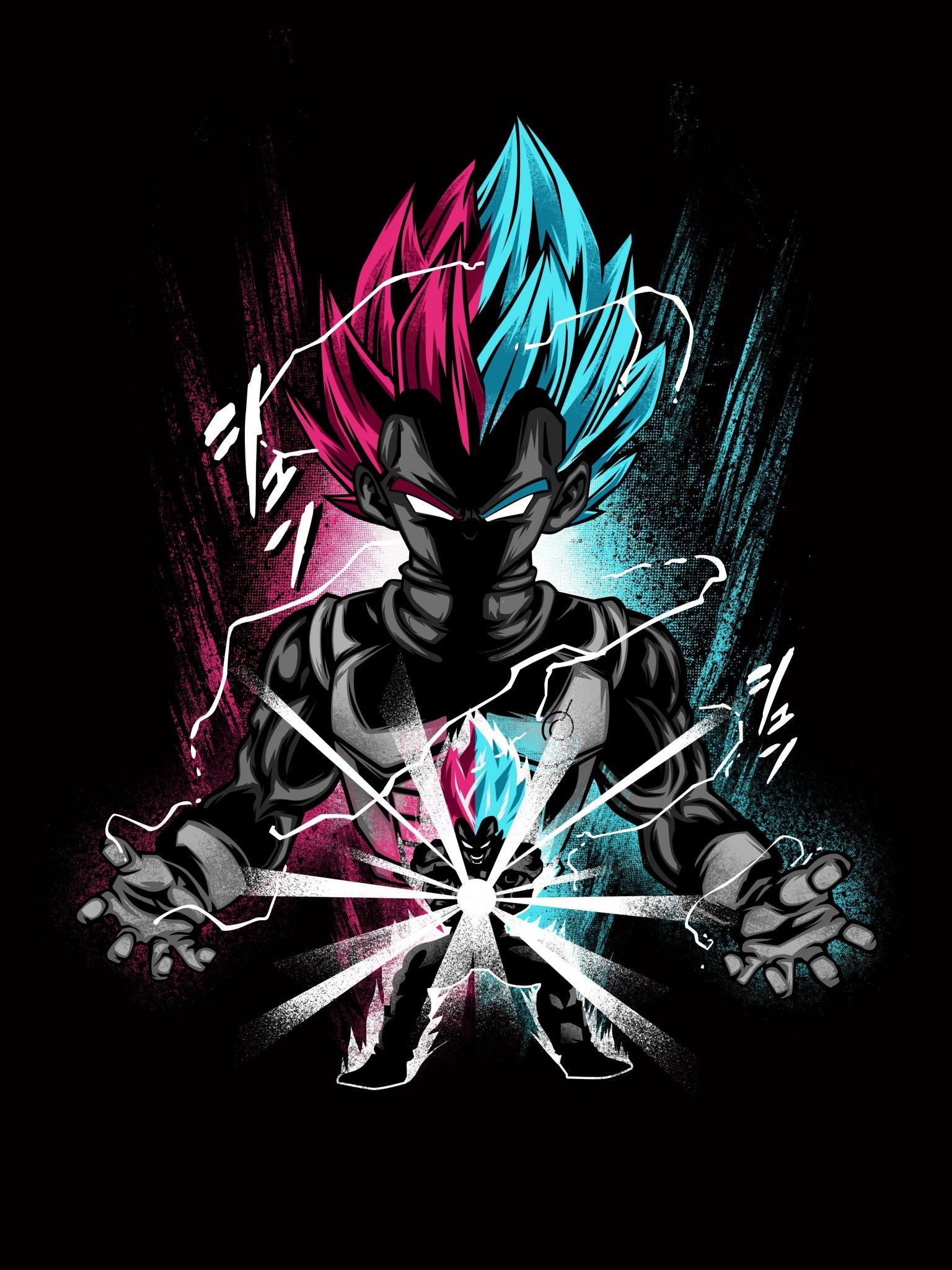 1536x2048 Vegeta Wallpaper 4K, Dragon Ball Z, Anime series, Black background, Black/ Dark