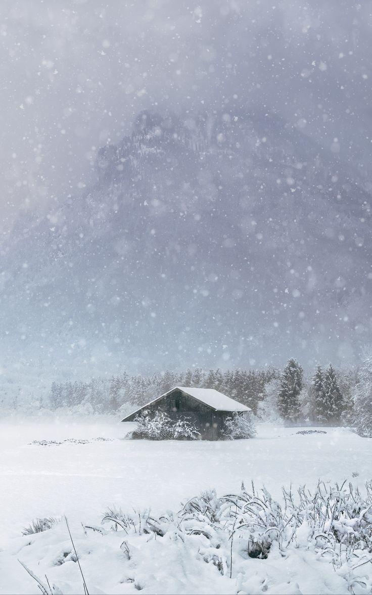 736x1177 Wallpaper winter blizzard snow house mountains