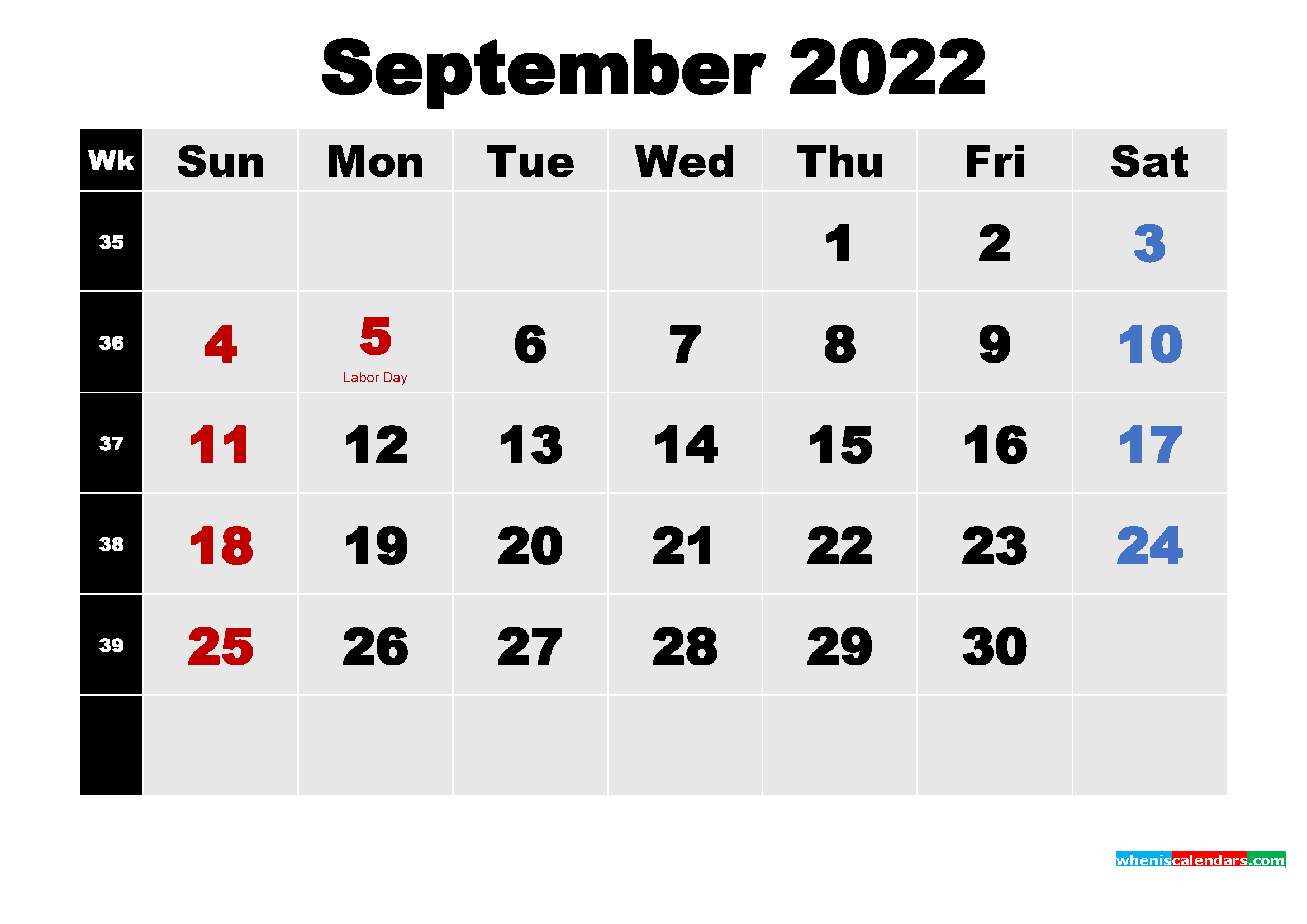 september 2022 calendar