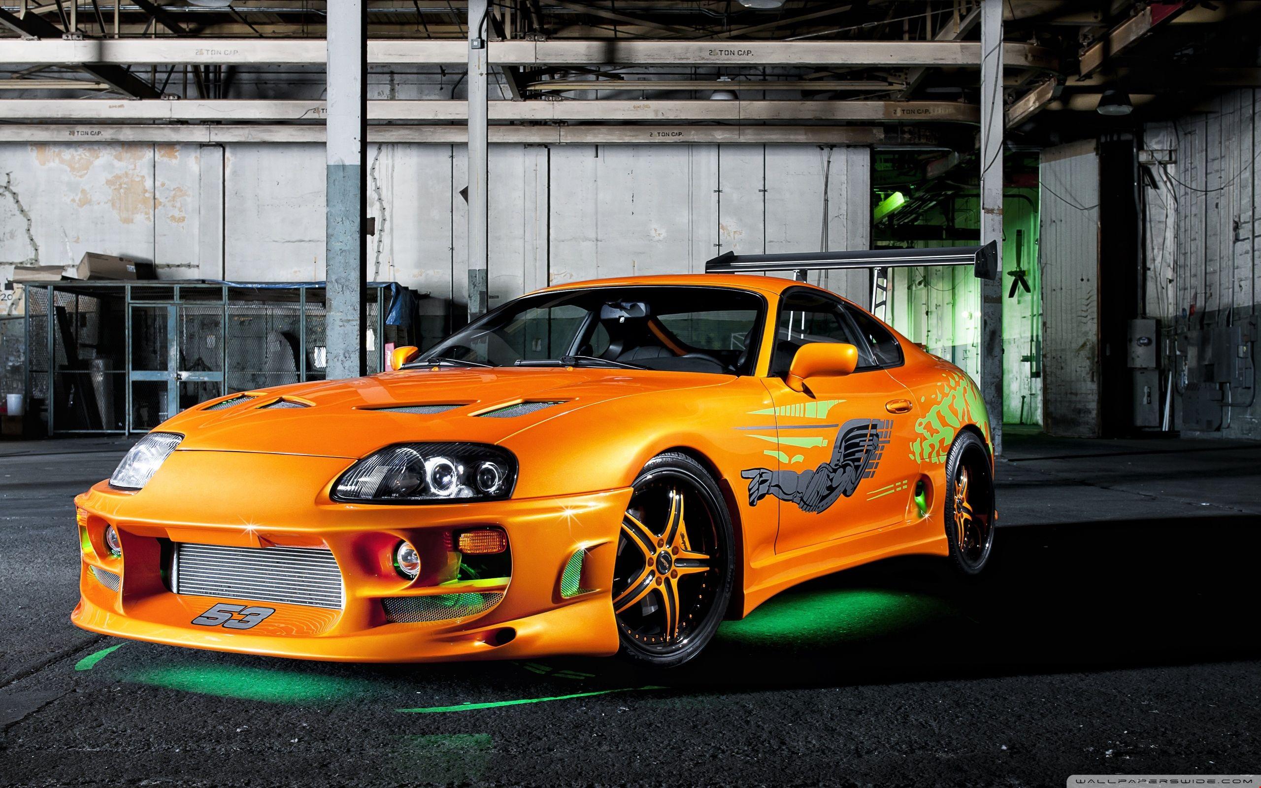 2560x1600 2k Orange Toyota Supra Neon Background. HD Wallpaper 5k