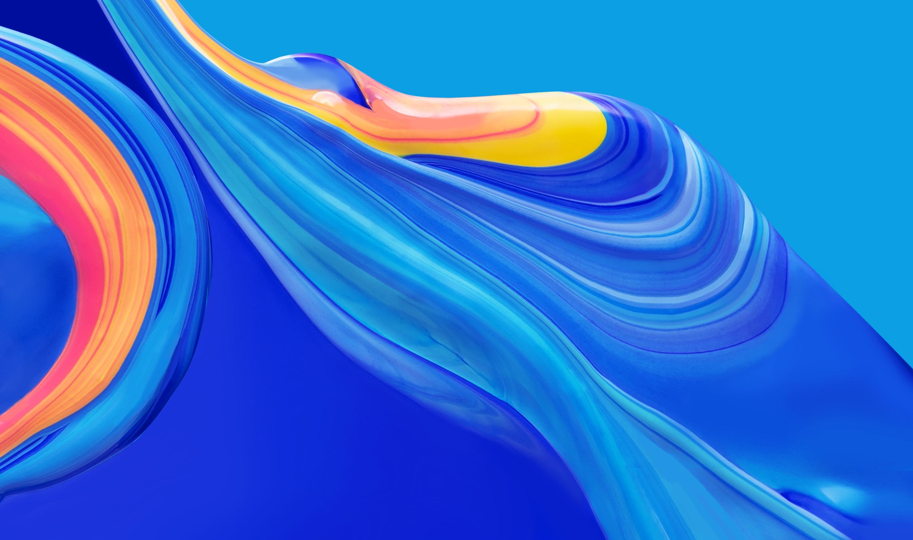 3200x1896 Blue and yellow paint mix on a blue background Desktop wallpaper 1024x1024