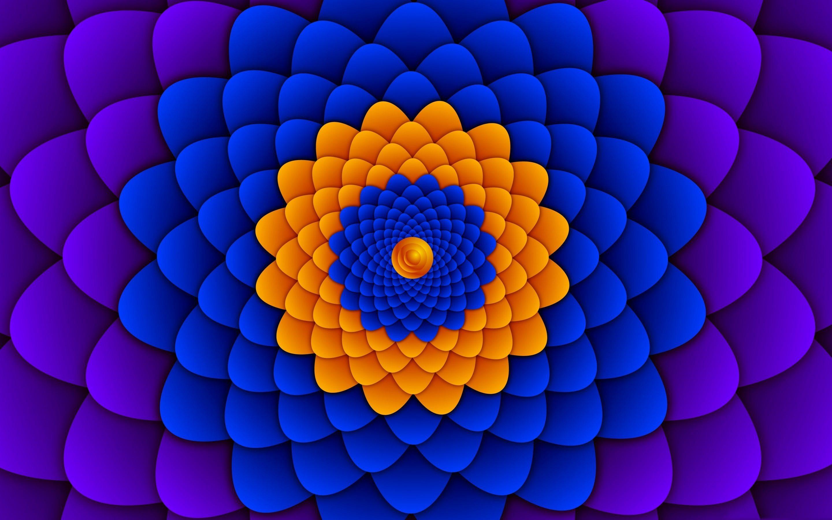 2880x1800 Download wallpaper Abstract flower, optical illusion, blue flower, volume for desktop with resolution 2880x1800. High Quality HD picture wallpaper
