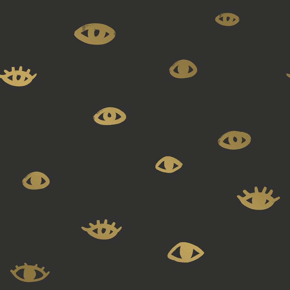 1000x1000 Black And Gold Eye See You Removable Wallpaper By Bobby Berk