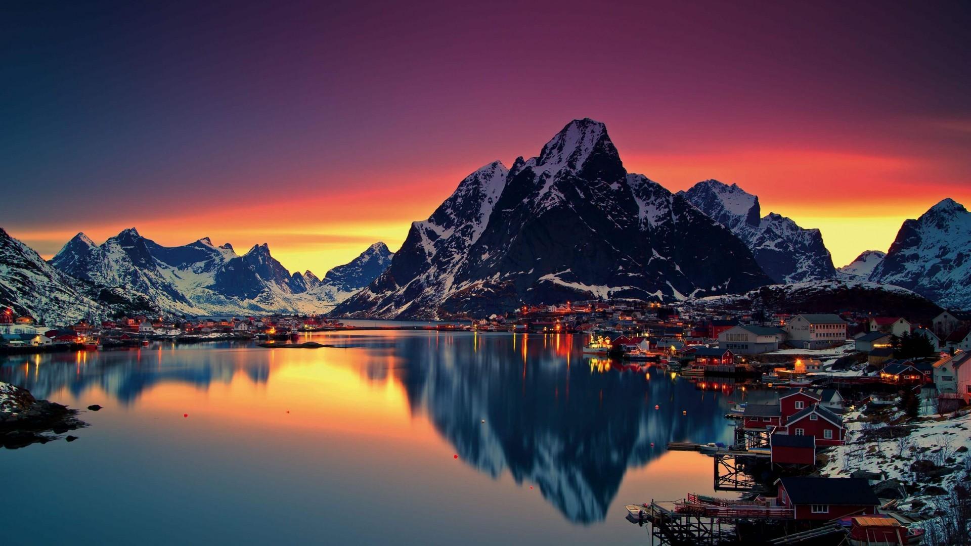 1920x1080 Mountain Village Wallpaper