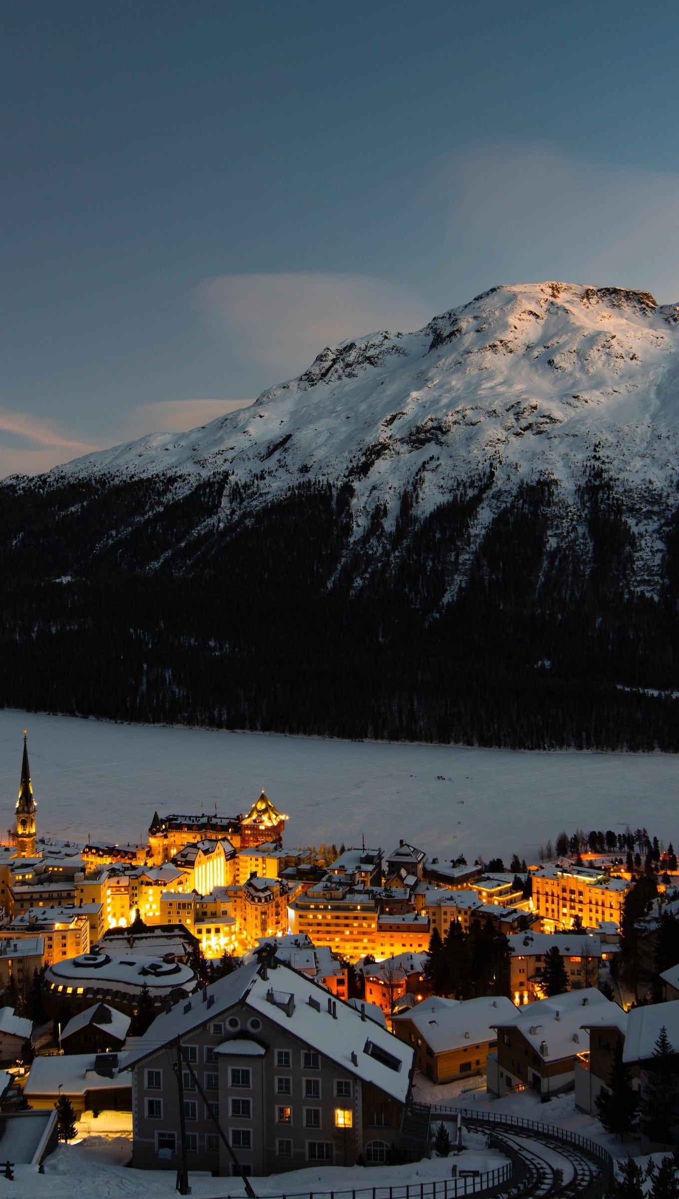 1360x2400 Village at winter in mountains Wallpaper 4k Ultra HD