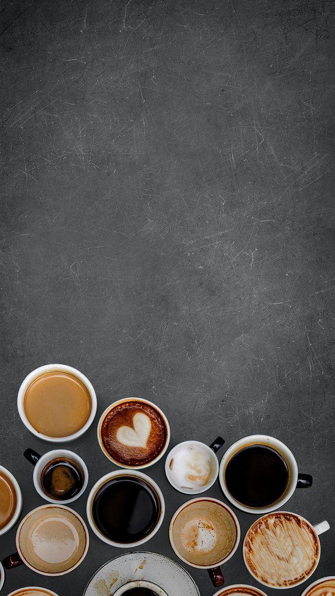 675x1200 Mixed coffee mugs on a black textured