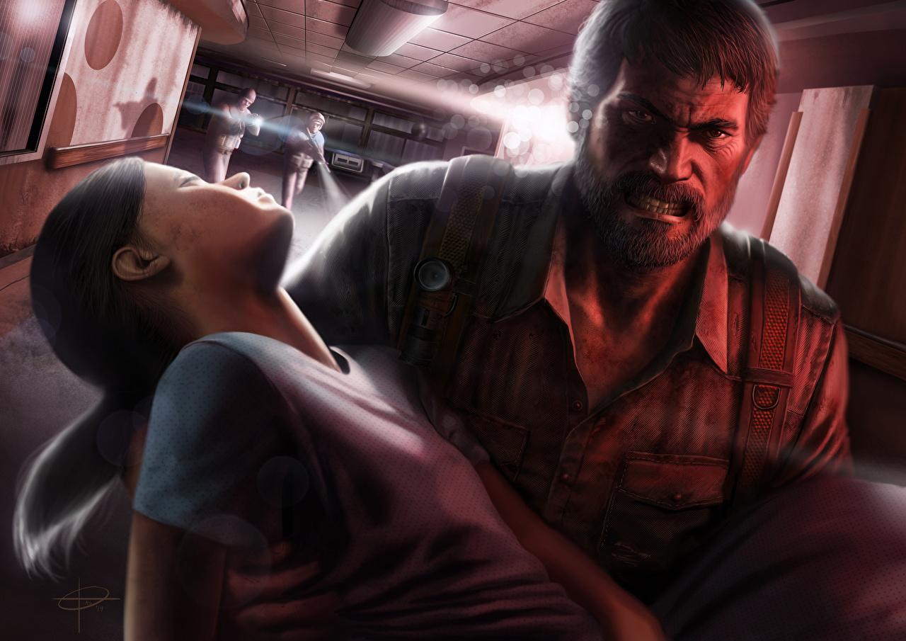 1280x905 Picture The Last of Us Men Frowning Ellie, Joel Two vdeo game