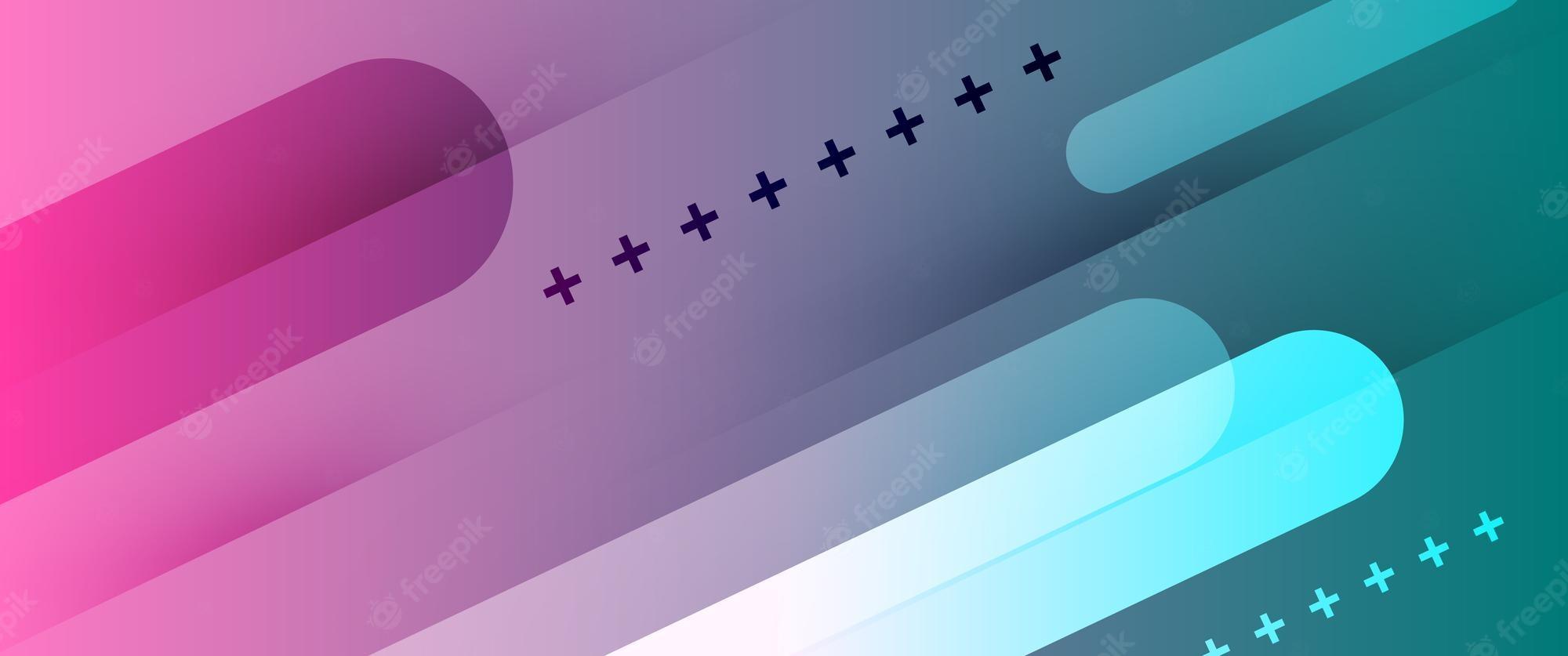 2000x837 Premium Vector. Abstract technology pink turquoise gradient wallpaper background vector illustration