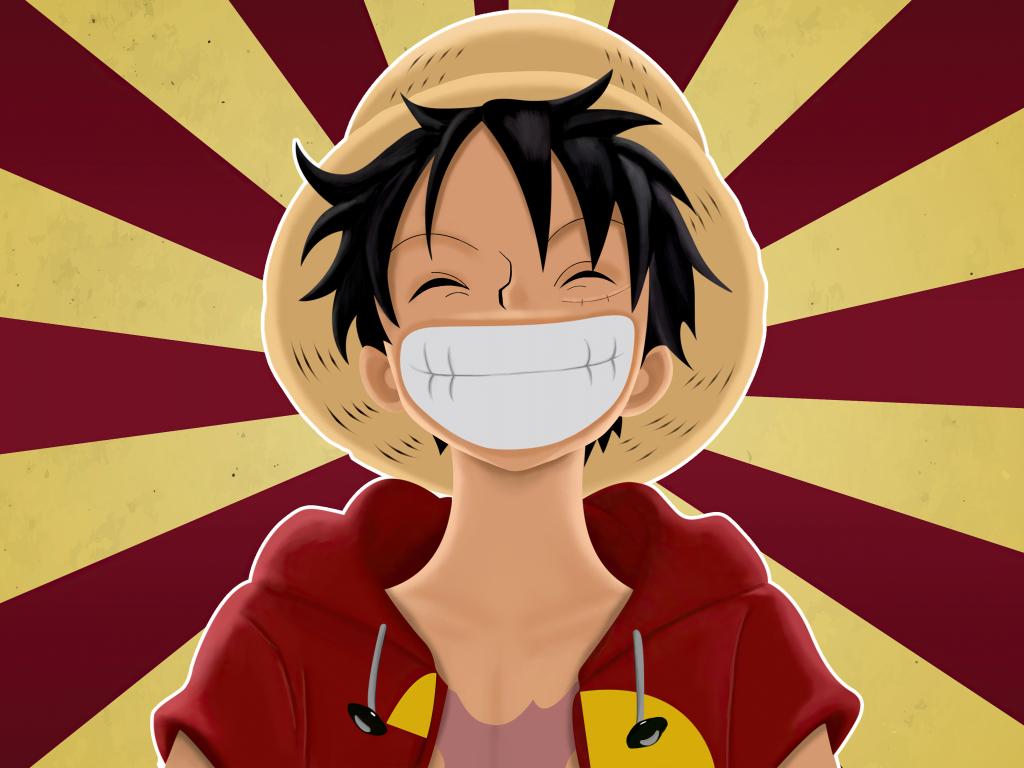 1024x768 Wallpaper pirate, monkey d. luffy, one
