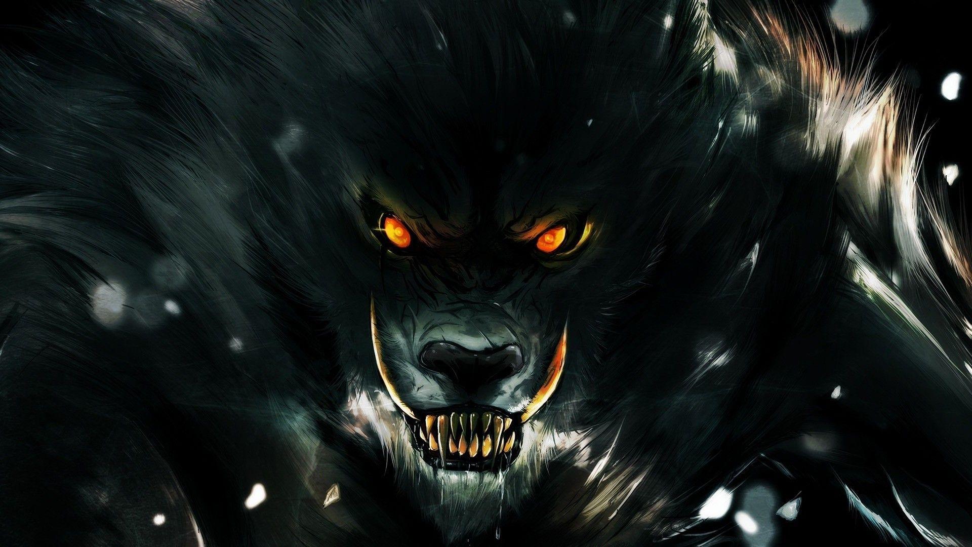 1920x1080 Download HD Wallpaper Of 222289 Digital Art, Fantasy Art, Animals, Wolf, Werewolves, Fangs, Creature, Orange Eyes, Wo. Digital Art Fantasy, Werewolf, Fantasy Art