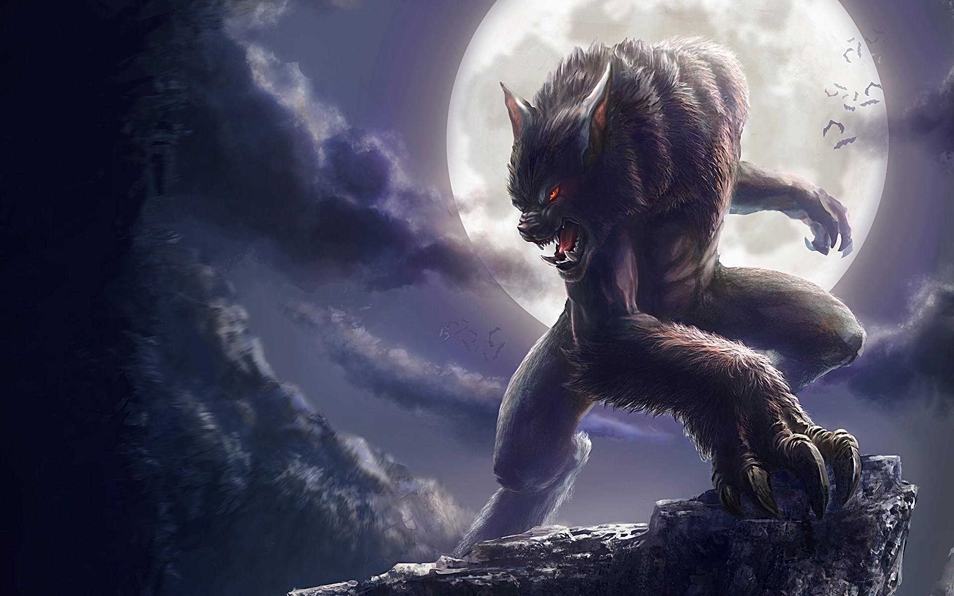 1920x1200 Monsters moon fantasy art werewolf artwork wallpaperx1200