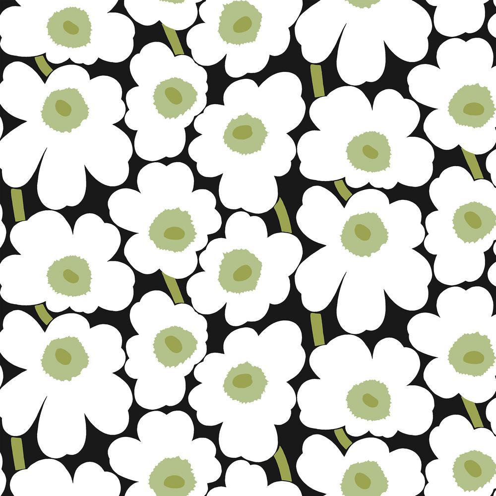 1000x1000 MARIMEKKO Black Pieni Unikko Peel and Stick Wallpaper MKS4494 Home Depot