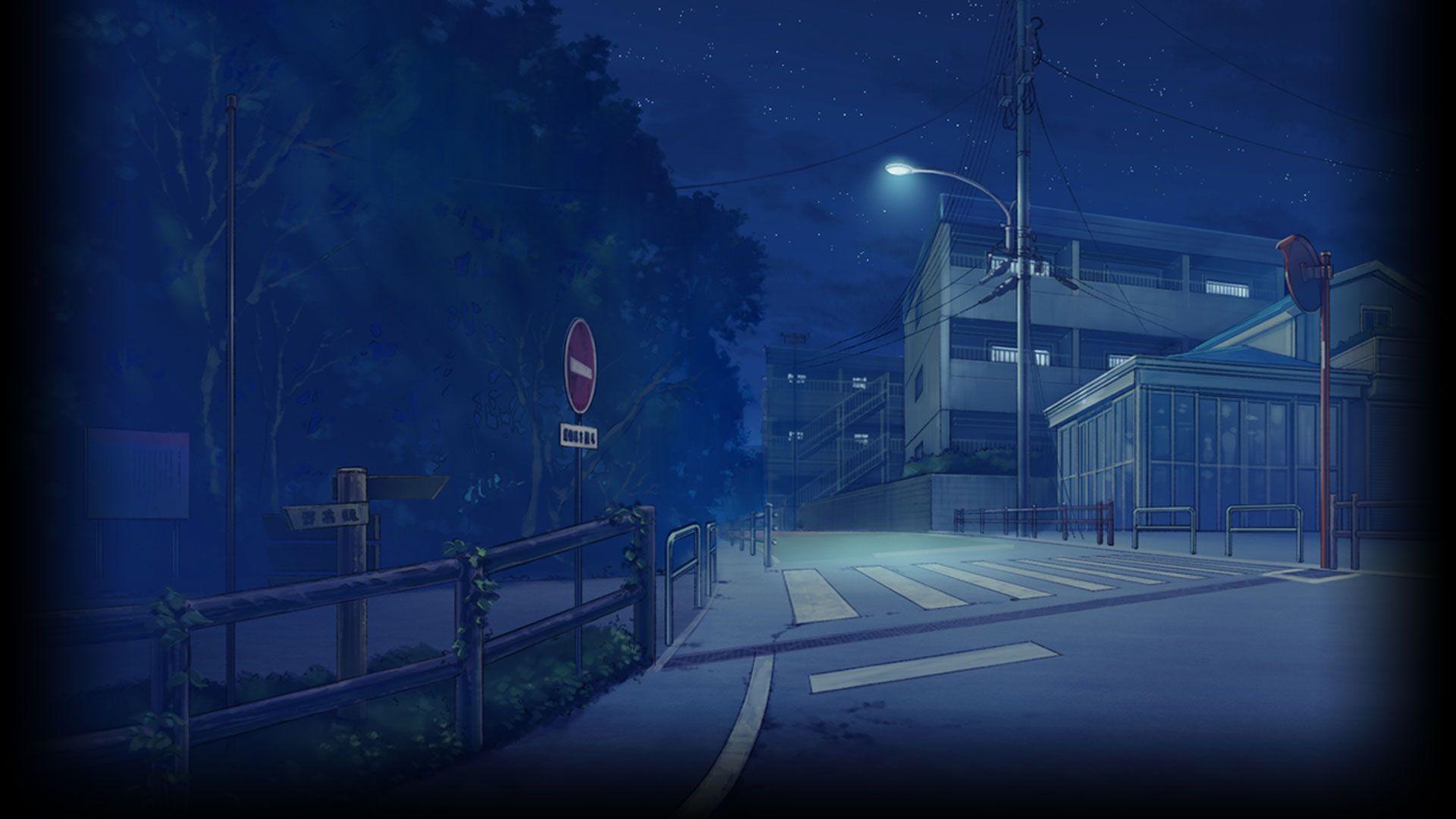 Anime Streets Background Night