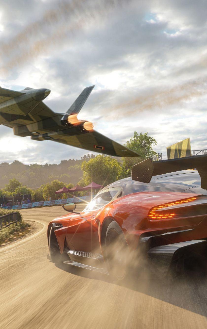 840x1336 Forza Horizon, video game, aircraft, Aston Martin, car, 840x1336