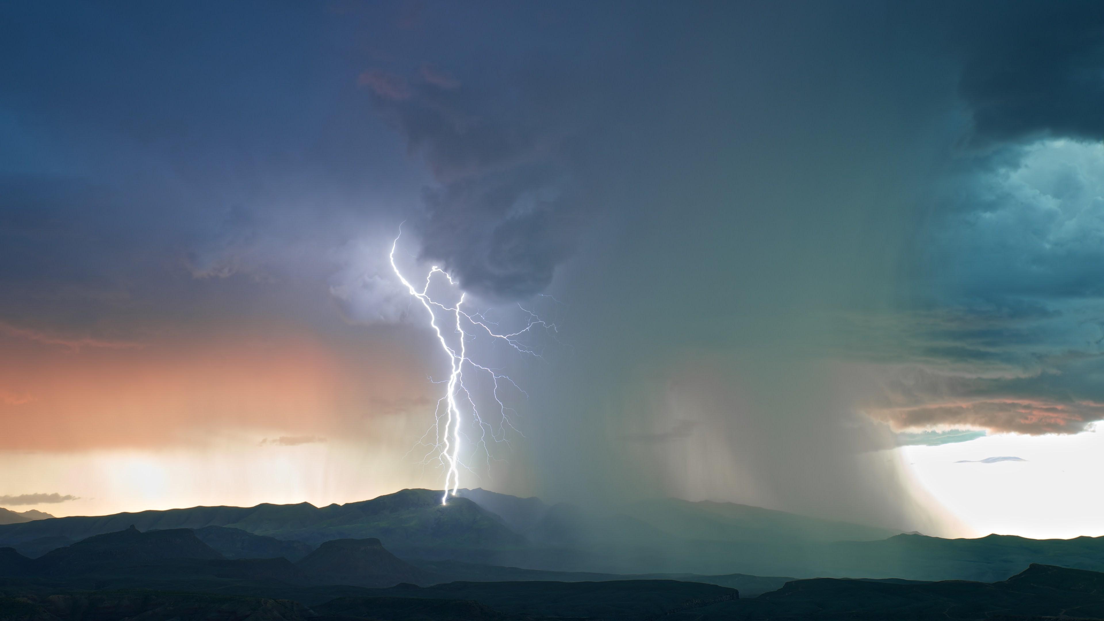 3840x2160 nature, Landscape, Clouds, Sky, Lightning, Storm, Rain, Hill, Mountain Wallpaper HD / Desktop and Mobile Background