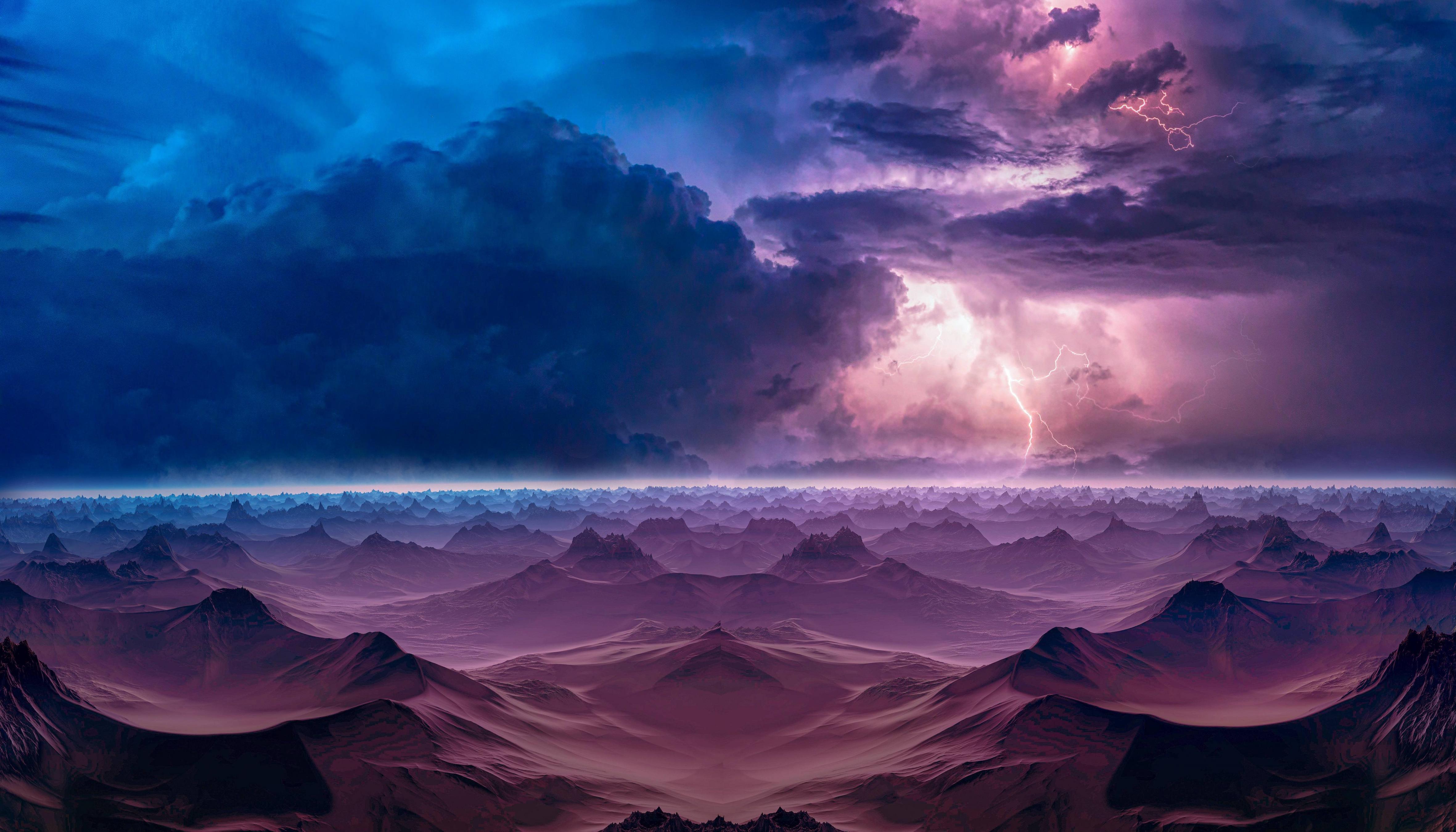 4723x2700 Lightning Mountains Storm Manipulation 5k, HD Nature, 4k Wallpaper, Image, Background, Photo and Picture