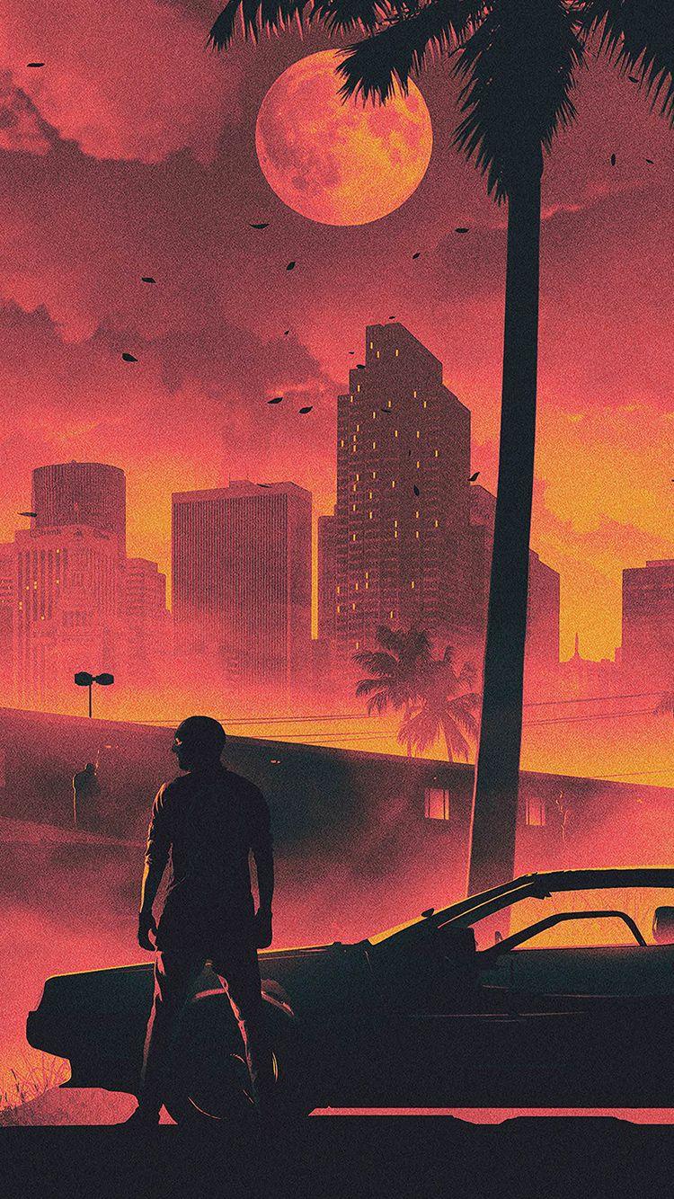 750x1334 Miami Vice Retro Wallpaper