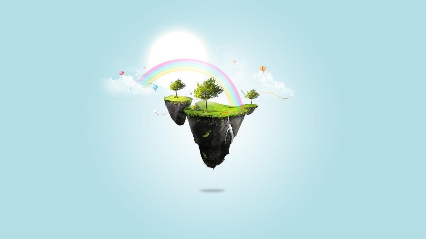 1366x768 Floating Rainbow Island 1366x768 Resolution HD 4k Wallpaper, Image, Background, Photo and Picture
