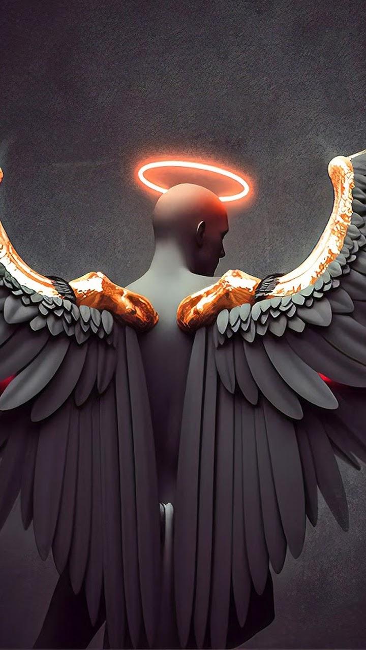 720x1280 Angel Angel Wings Digital Art 4K Wallpaper