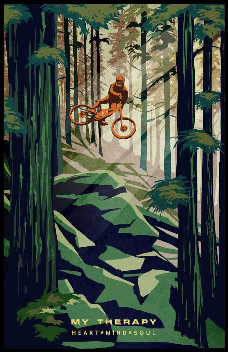 736x1134 Retro Mountain Bike Poster/ Illustration / Fine Art Print. Mountain bike art, Bike illustration, Bike poster