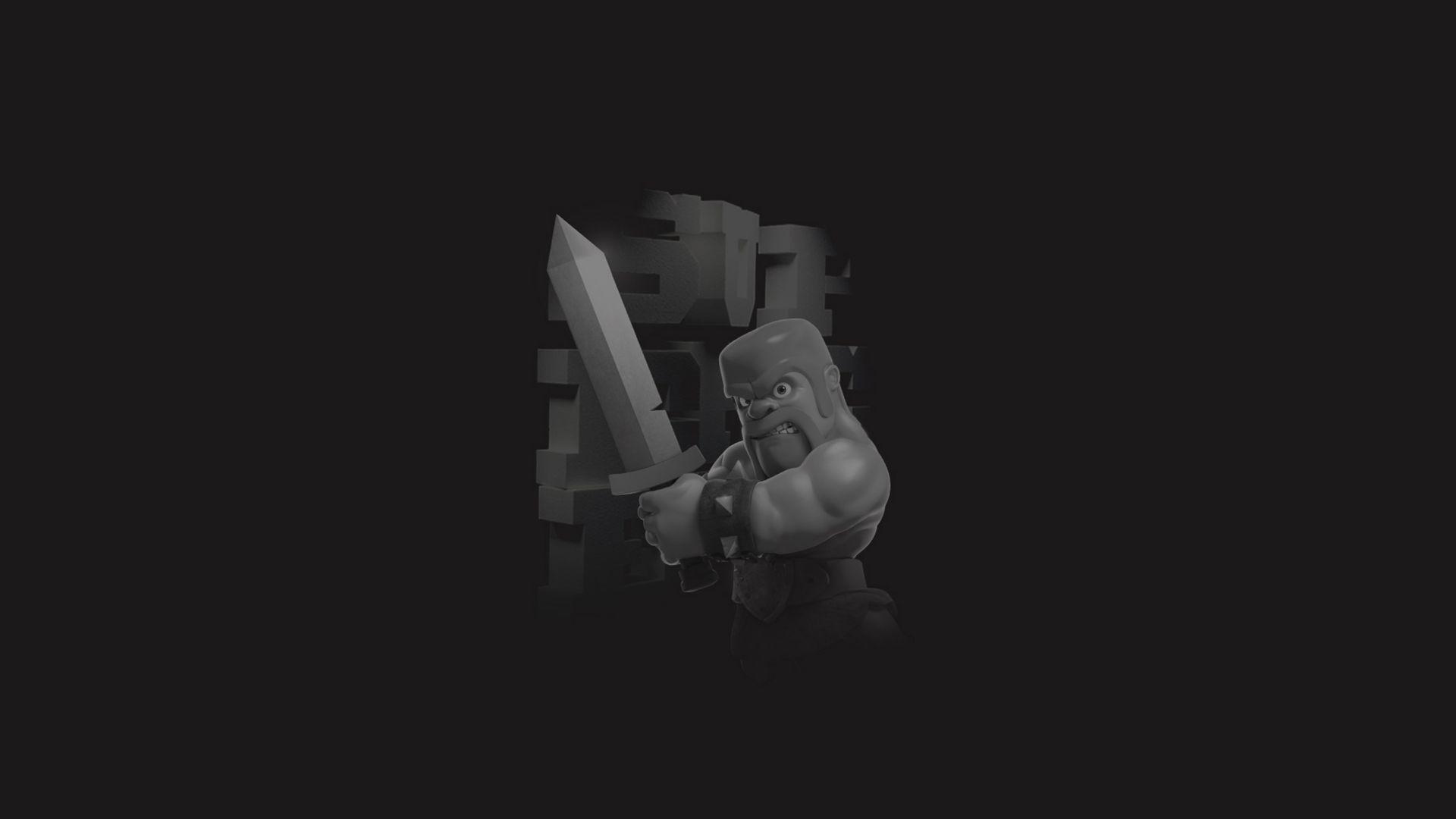1920x1080 Desktop Wallpaper Clash Of Clans, Barbarian, Monochrome, 4k, HD Image, Picture, Background, Tcdrze
