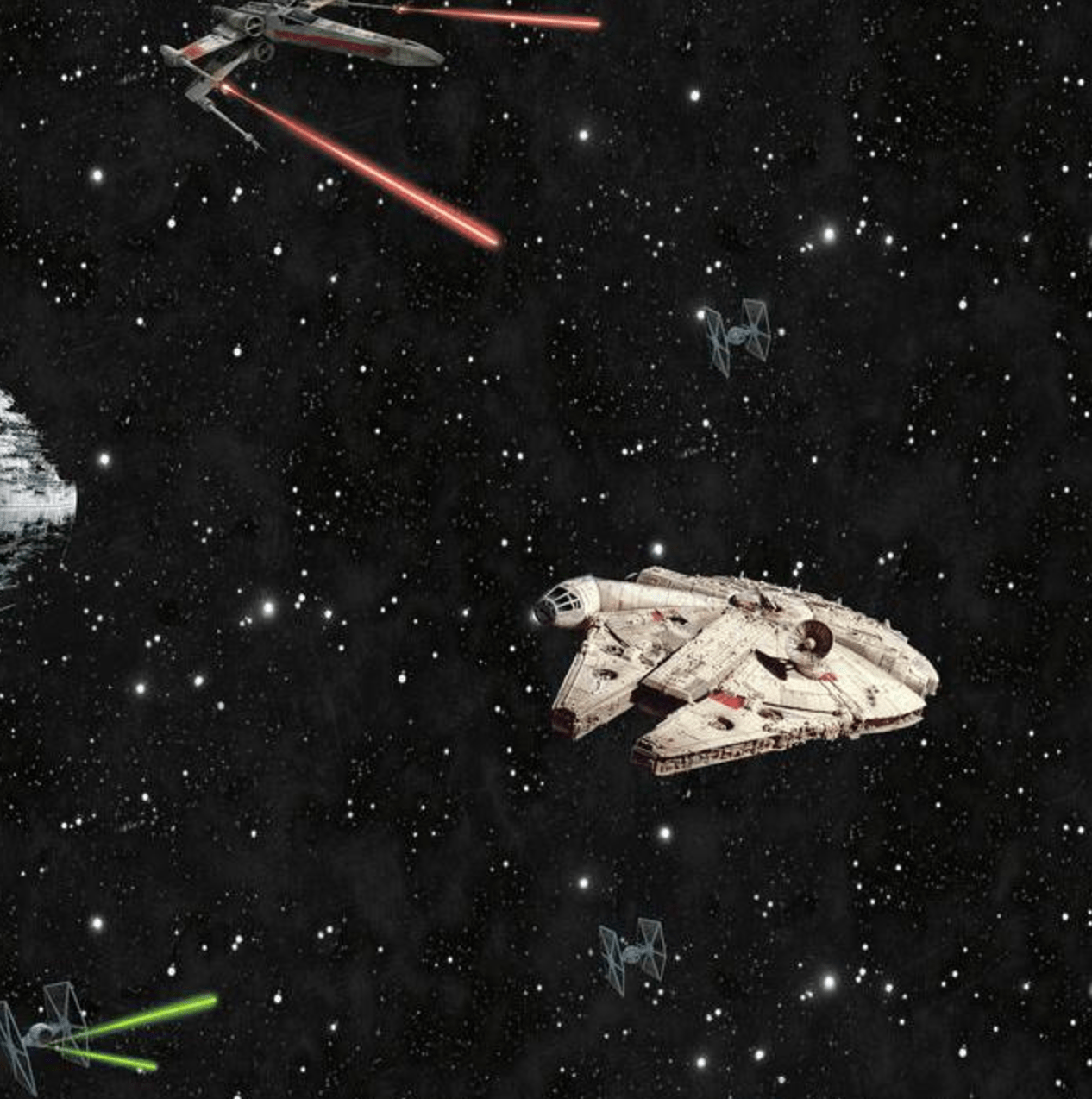 1266x1274 Star Wars Classic Ships Wallpaper American Dry Goods Co