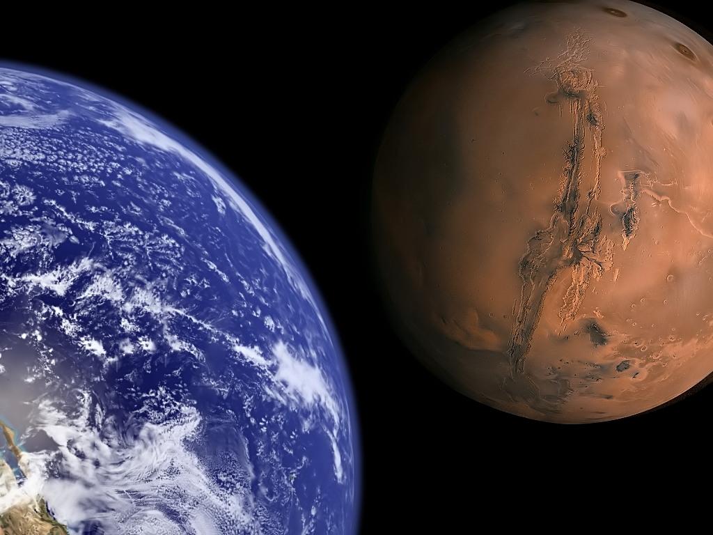 1024x768 Earth And Mars To Scale HD Wallpaper And Mars HD