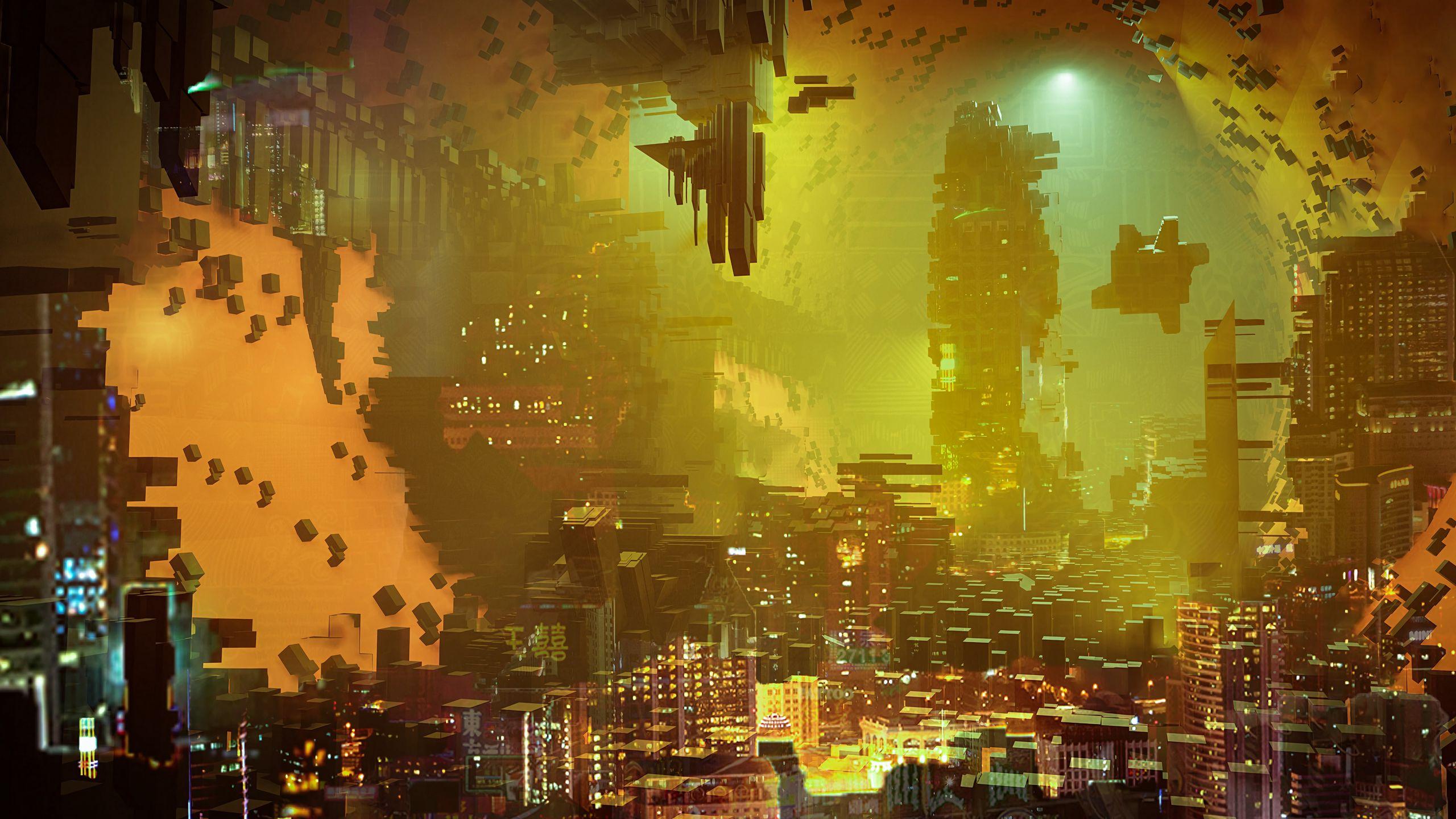 2560x1440 Download wallpaper 2560x1440 future, city, fiction, art widescreen 16:9 HD background
