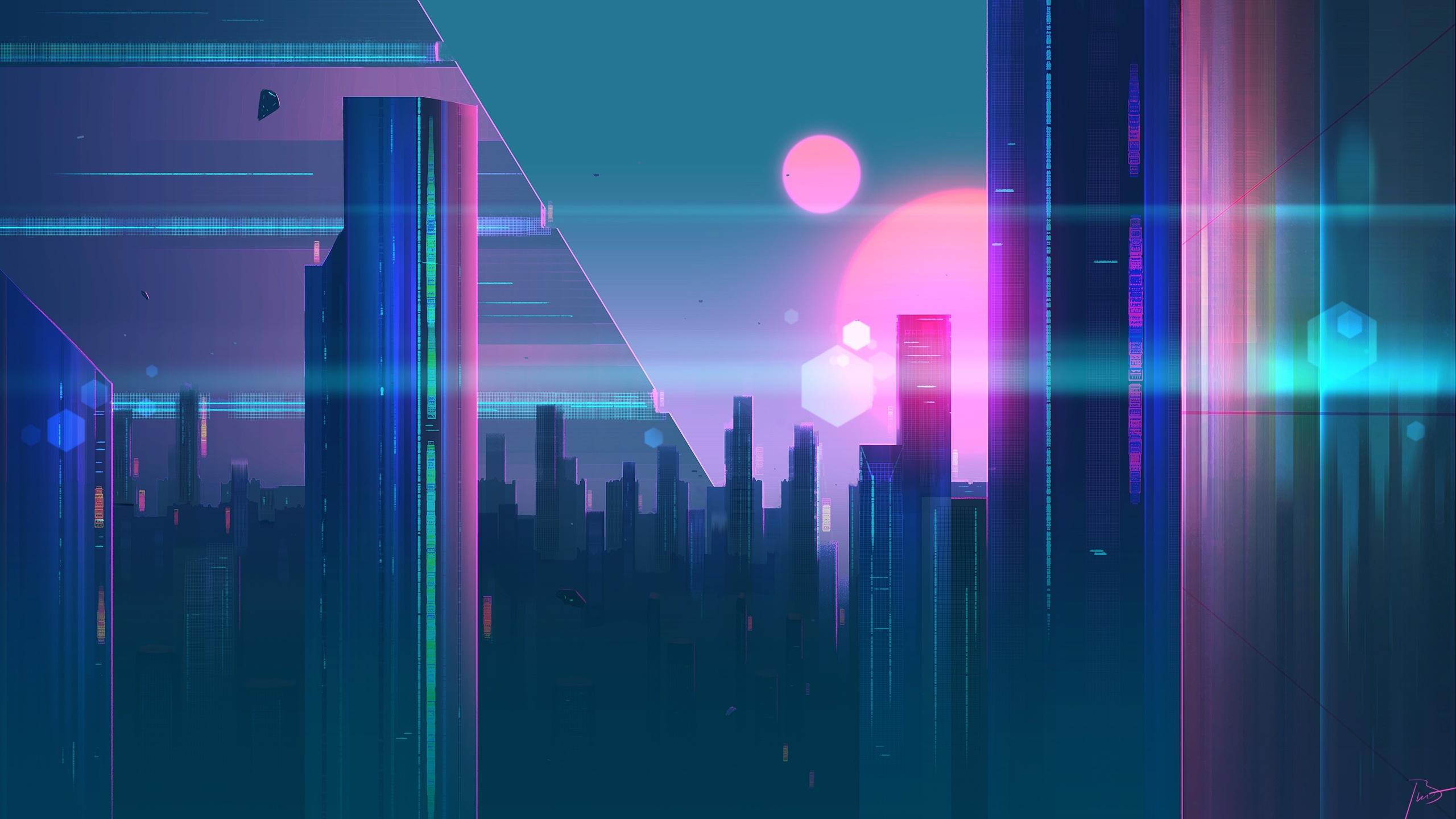 2560x1440 Download Future cityscape, buildings, art wallpaper, 2560x Dual Wide, Widescreen 16: Widescreen