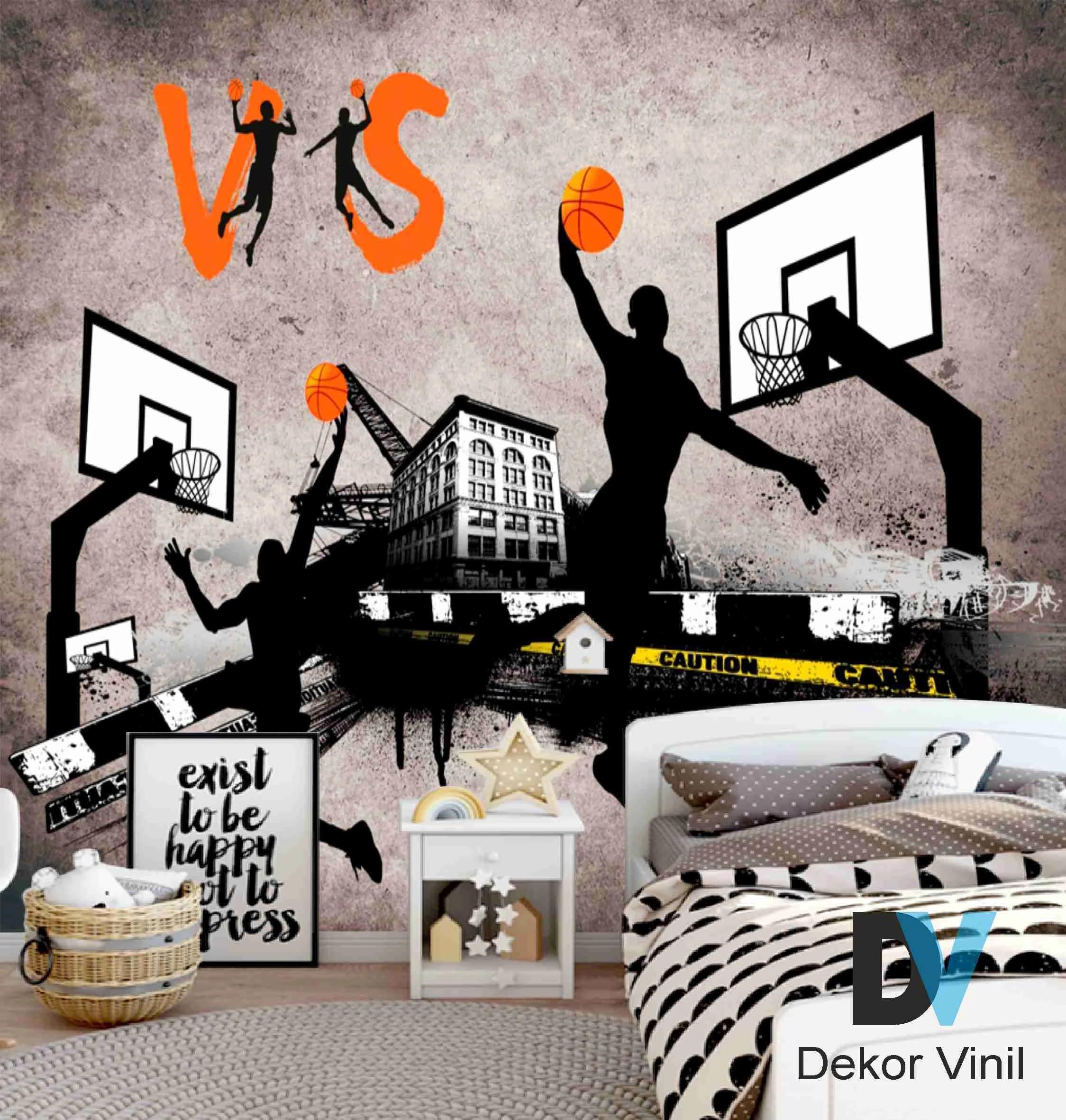 2249x2362 Wall mural Dekor Vinil basketball kids wallpaper, mural sports, basketball, children's, sports, playground, decor, digital wallpaper, home. Wallpaper