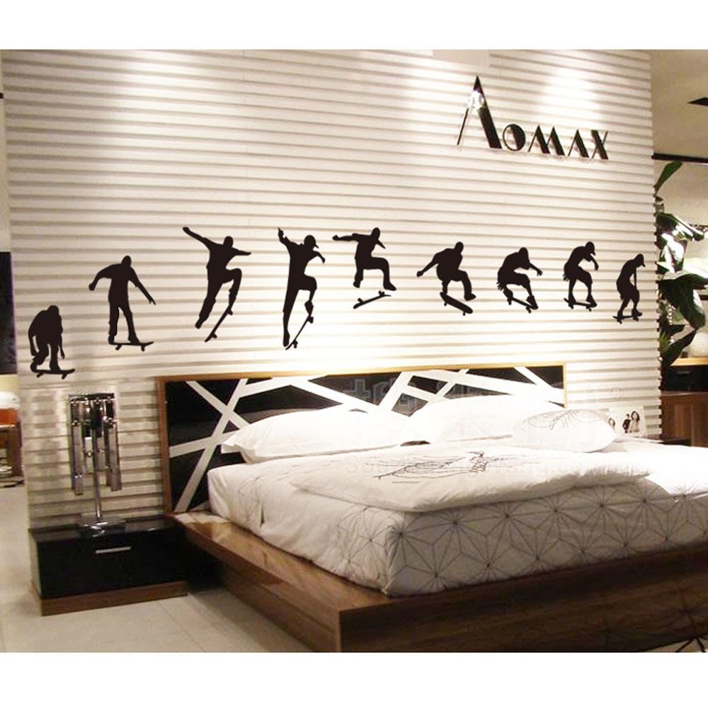 1000x1000 Romacci Skateboard Sports Cool Life Simple Black DIY Wall Stickers Wallpaper Art Decor Mural Room Decal