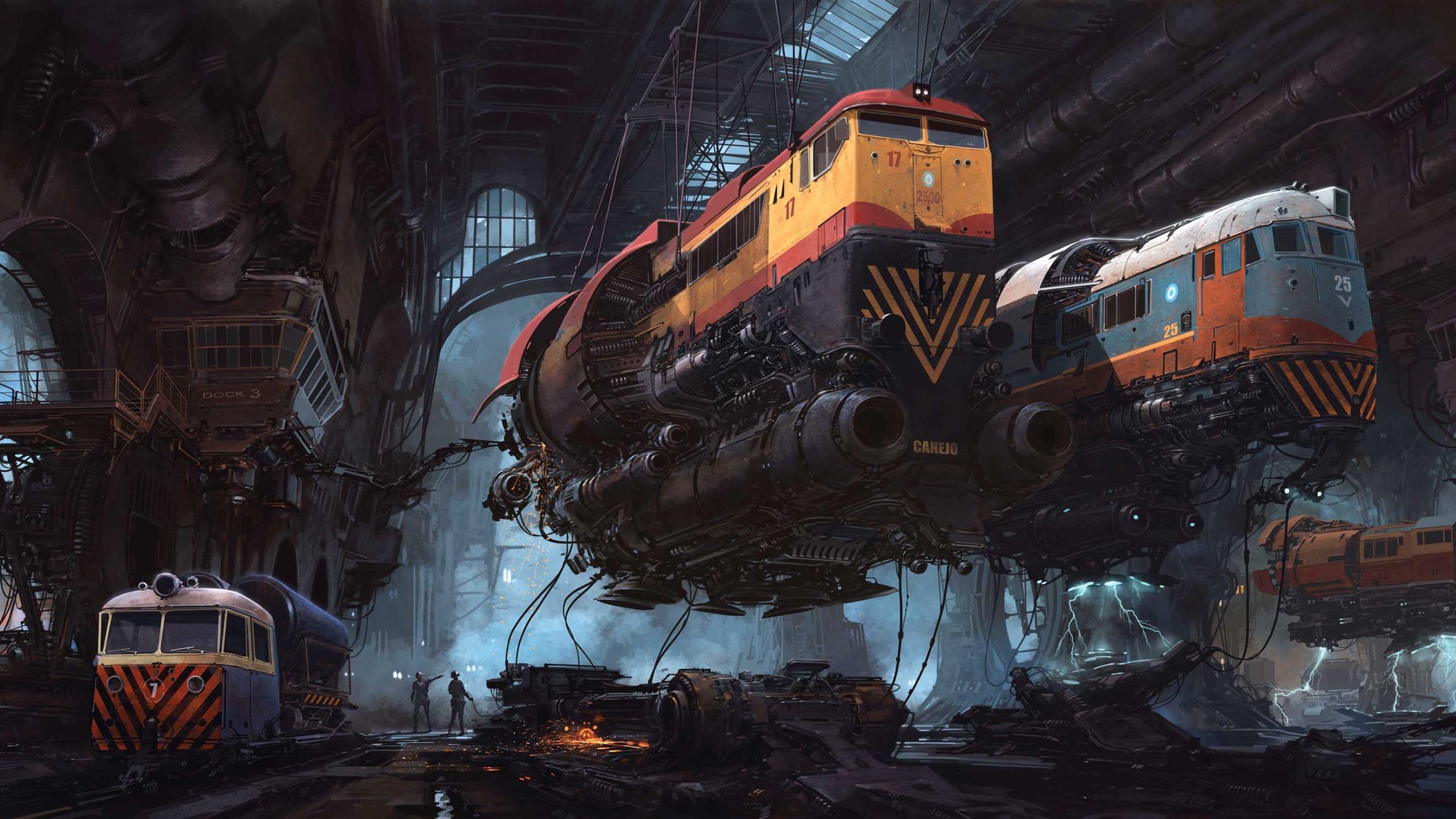 2560x1440 Wallpaper Trains, Future, Sci Fi, Art Picture 2560x1440 QHD Picture, Image