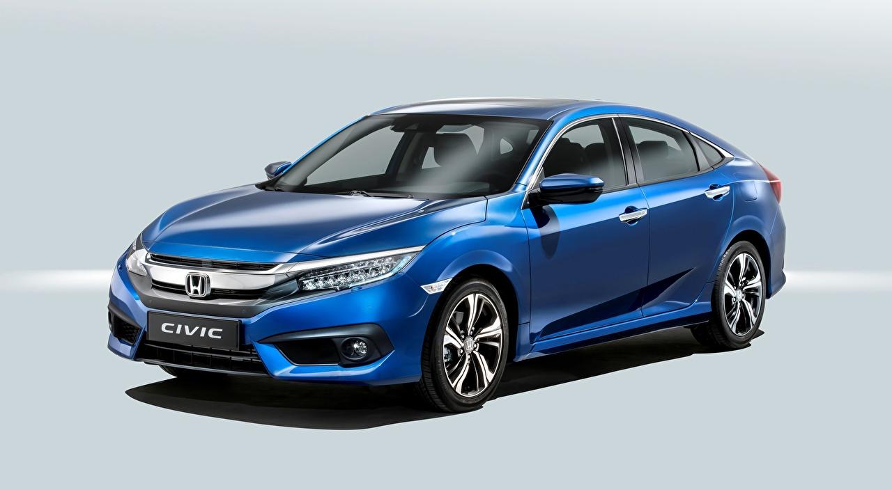 1280x704 Desktop Wallpaper Honda Civic Sedan, 2016 Sedan Blue Cars Gray