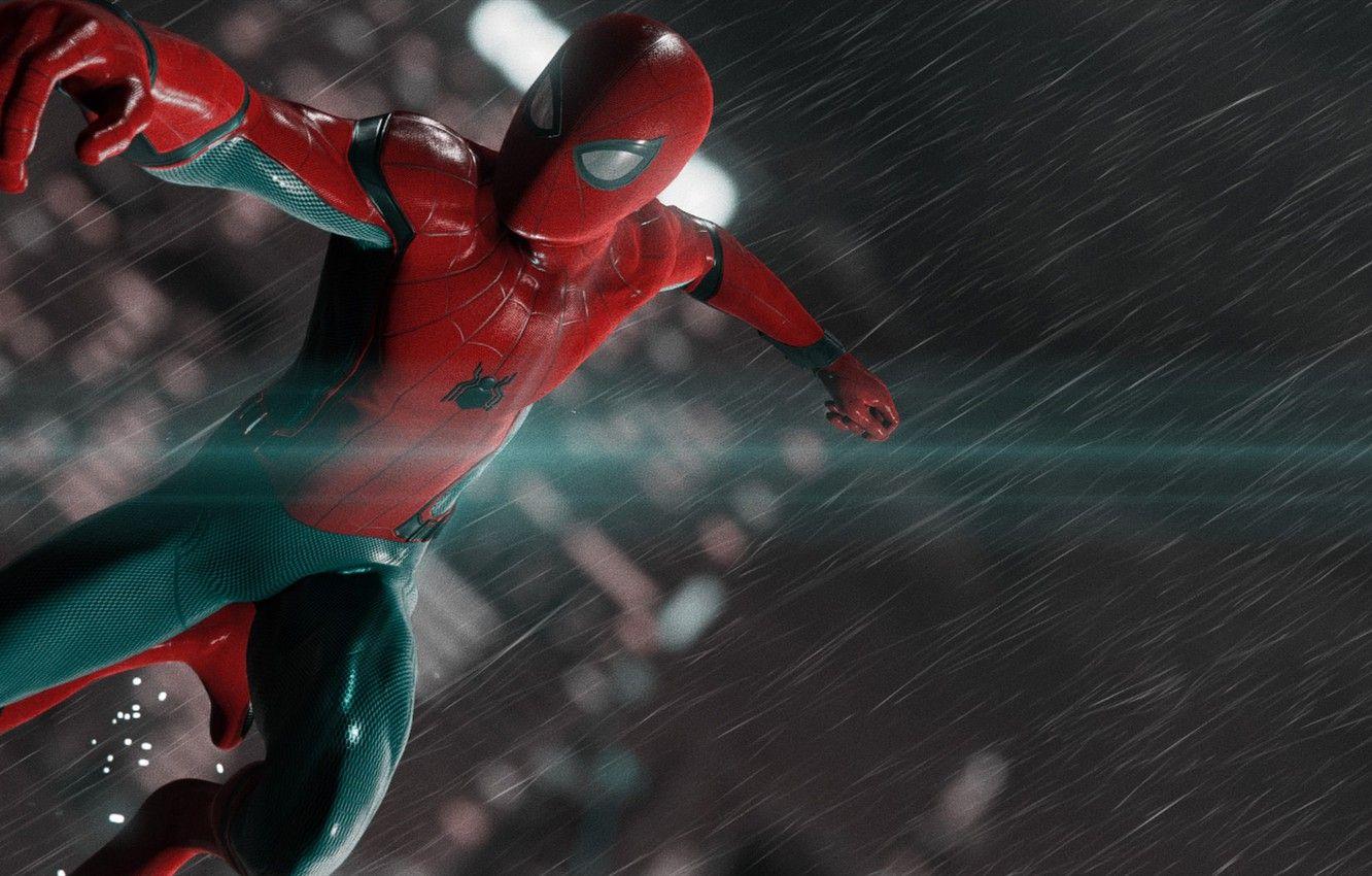 1332x850 Wallpaper New York, Rain, Spider Man, PS Playstation 4 Pro