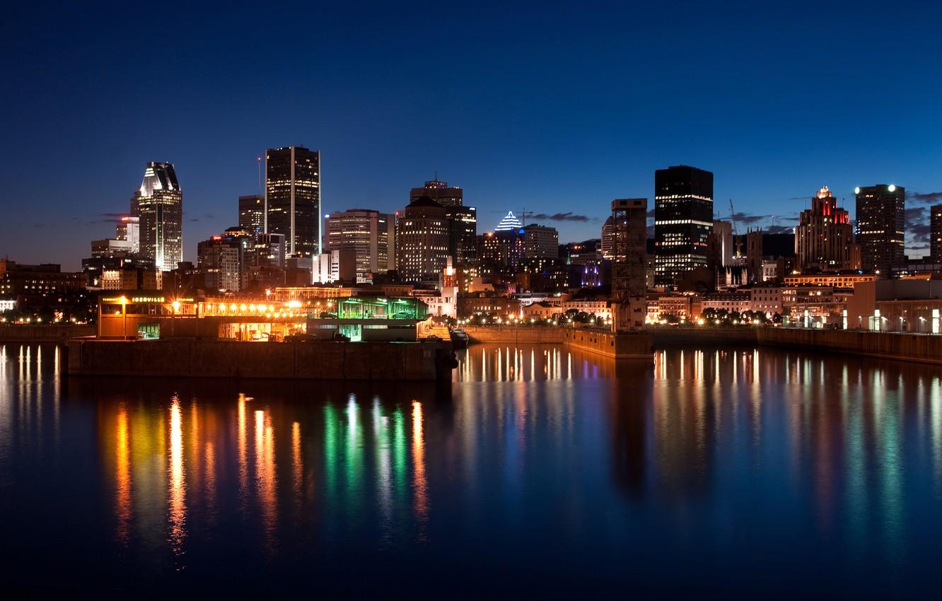 1332x850 Wallpaper city, the city, river, building, Canada, Montreal, Canada, river, midnight, buildings, midnight, Montreal image for desktop, section город