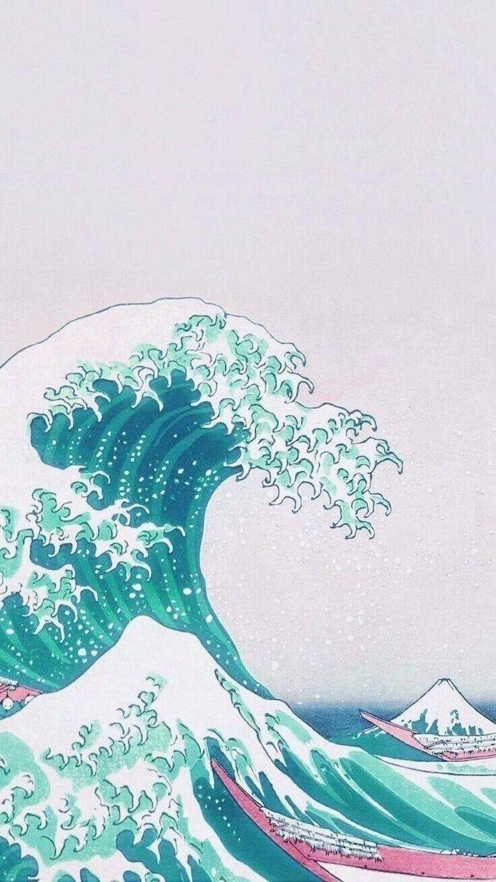 700x1244 the wave painting in turquoise pink and white nature iphone wallpaper large wave. Art wallpaper iphone, Wave art, Art wallpaper