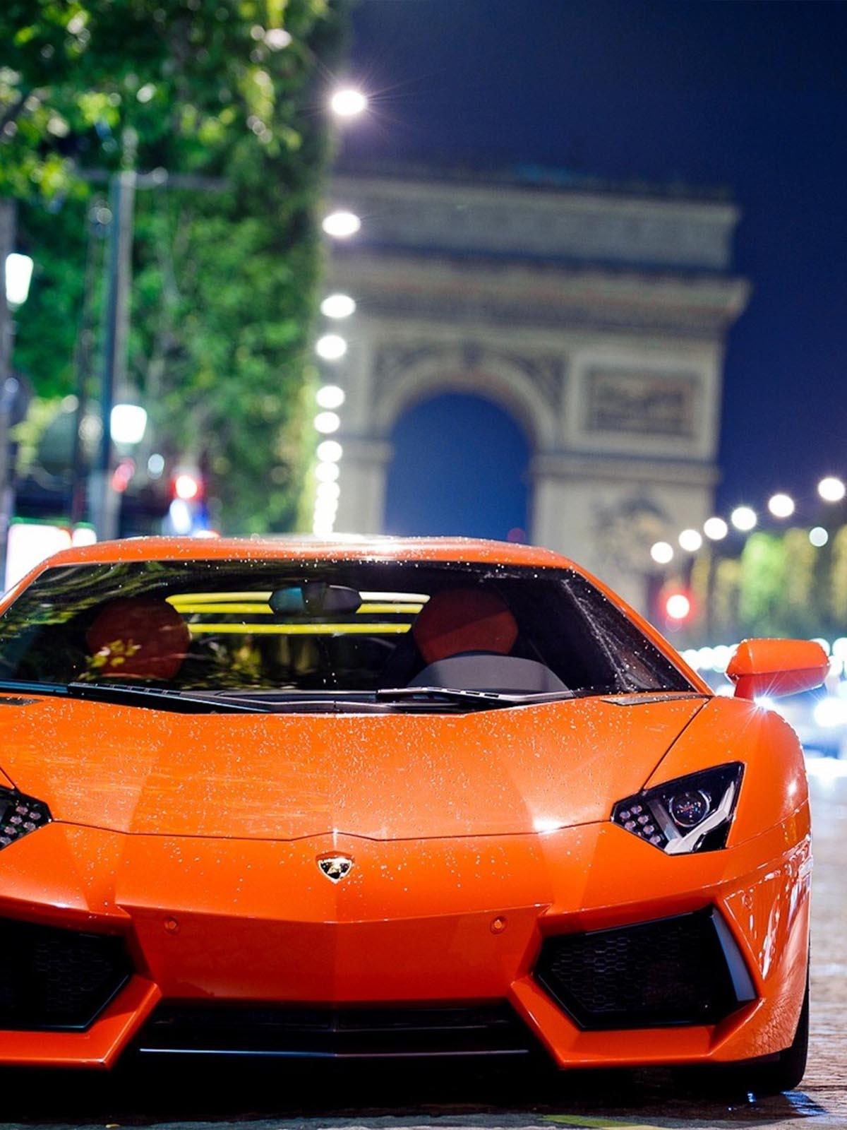 1200x1600 Orange Lamborghini Aventador Supercar 4K Ultra HD Mobile Wallpaper