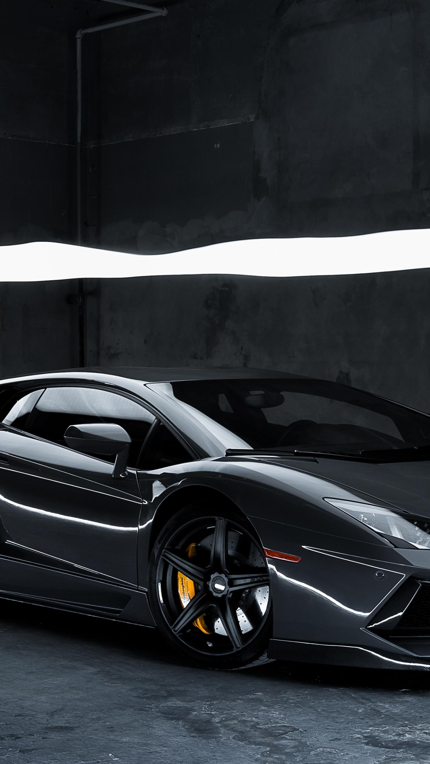 1440x2560 Lamborghini Aventador Wallpaper 4K, Grey, CGI, Black Dark