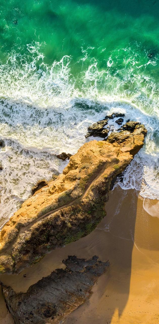 630x1280 Beach Rocks Drone wallpaper