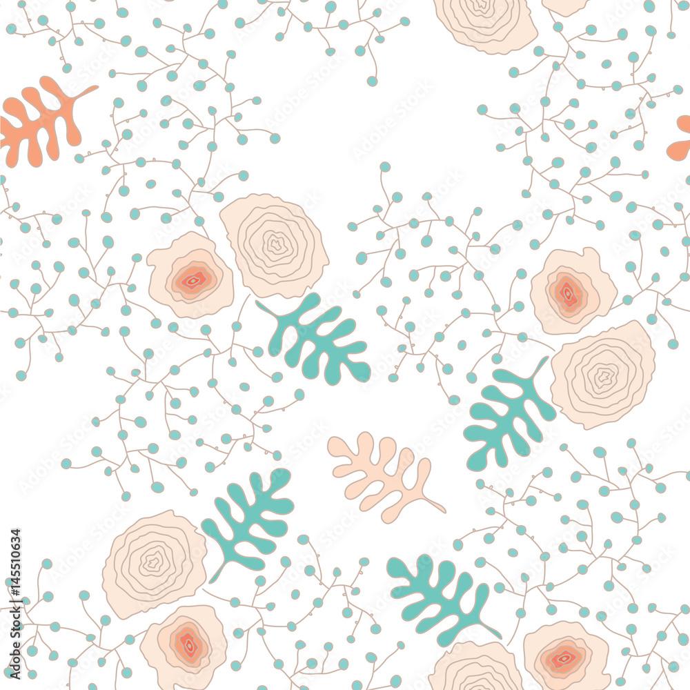 1000x1000 Vector Floral Seamless Pattern In Small Scale Flowers. Background For Textile Or Book Covers, Manufacturing, Wallpaper, Print, Gift Wrap. Roses And Leaves On A White Background Stock Vector
