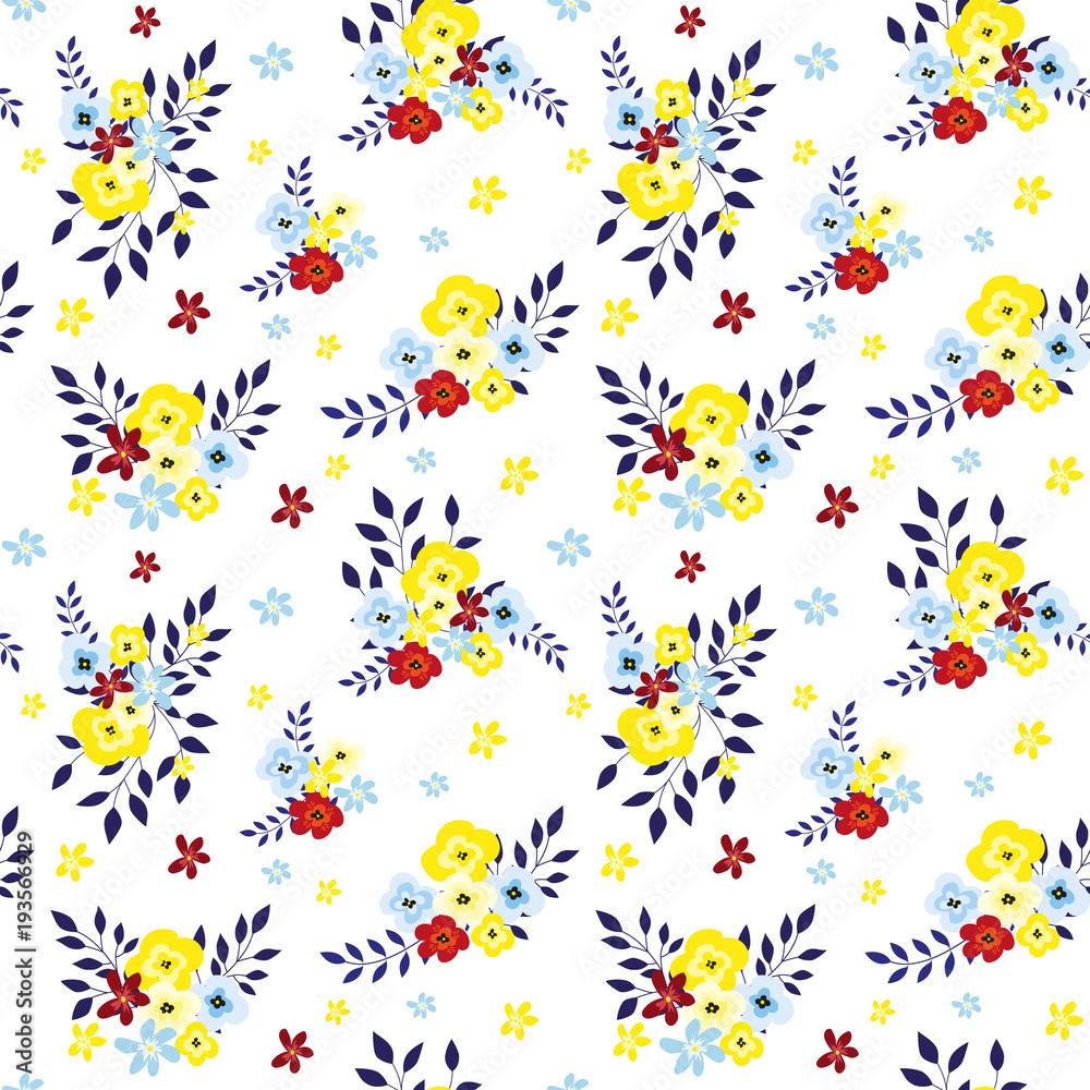 1000x1000 Fashionable pattern in small flowers. Floral seamless background for textiles, fabrics, covers, wallpaper, print, gift wrapping and scrapbooking. Raster copy. Stock Illustration